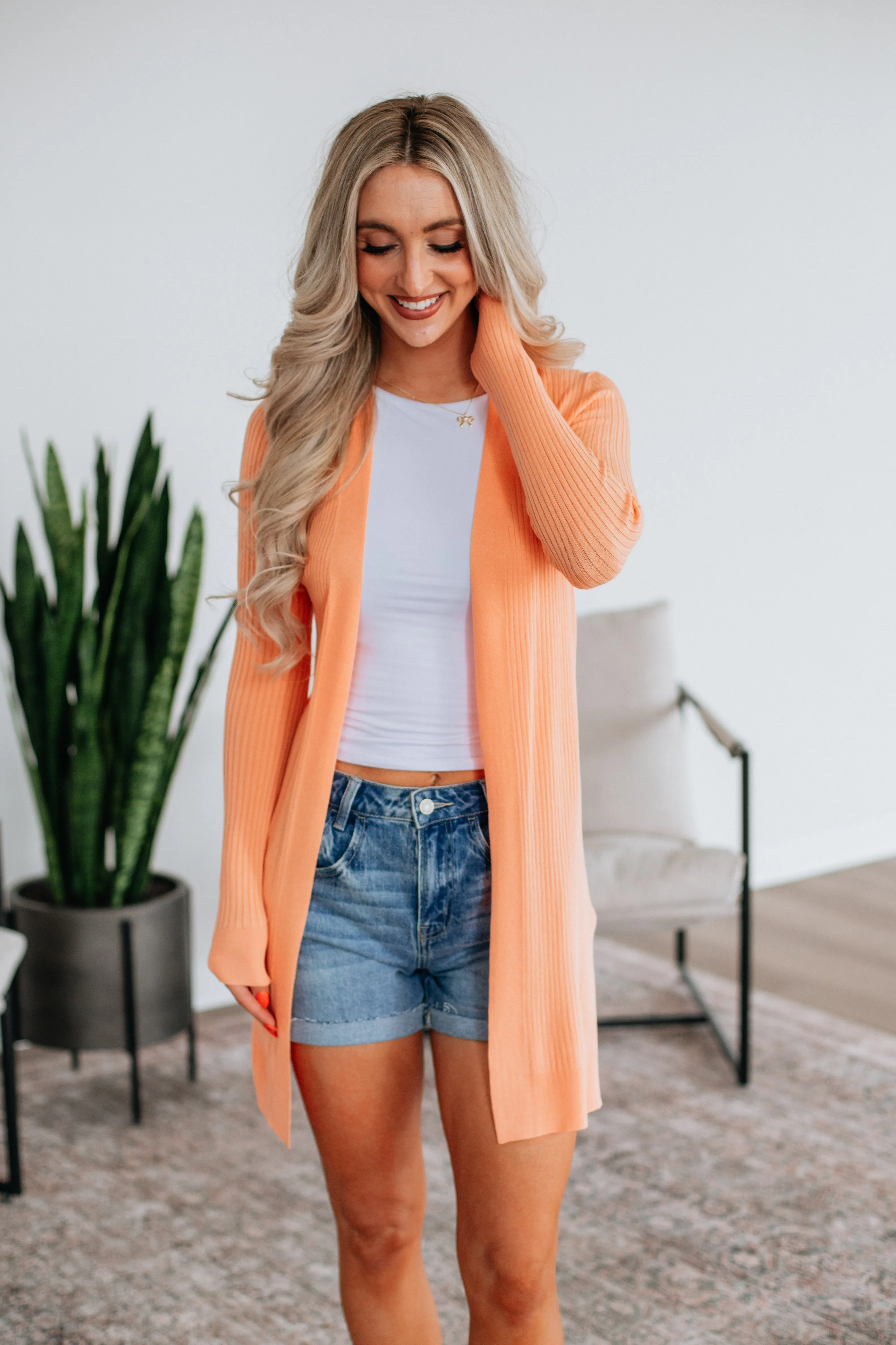 Maylin Ribbed Cardigan - Apricot sold by Wild Oak Boutique product image thumbnail 4