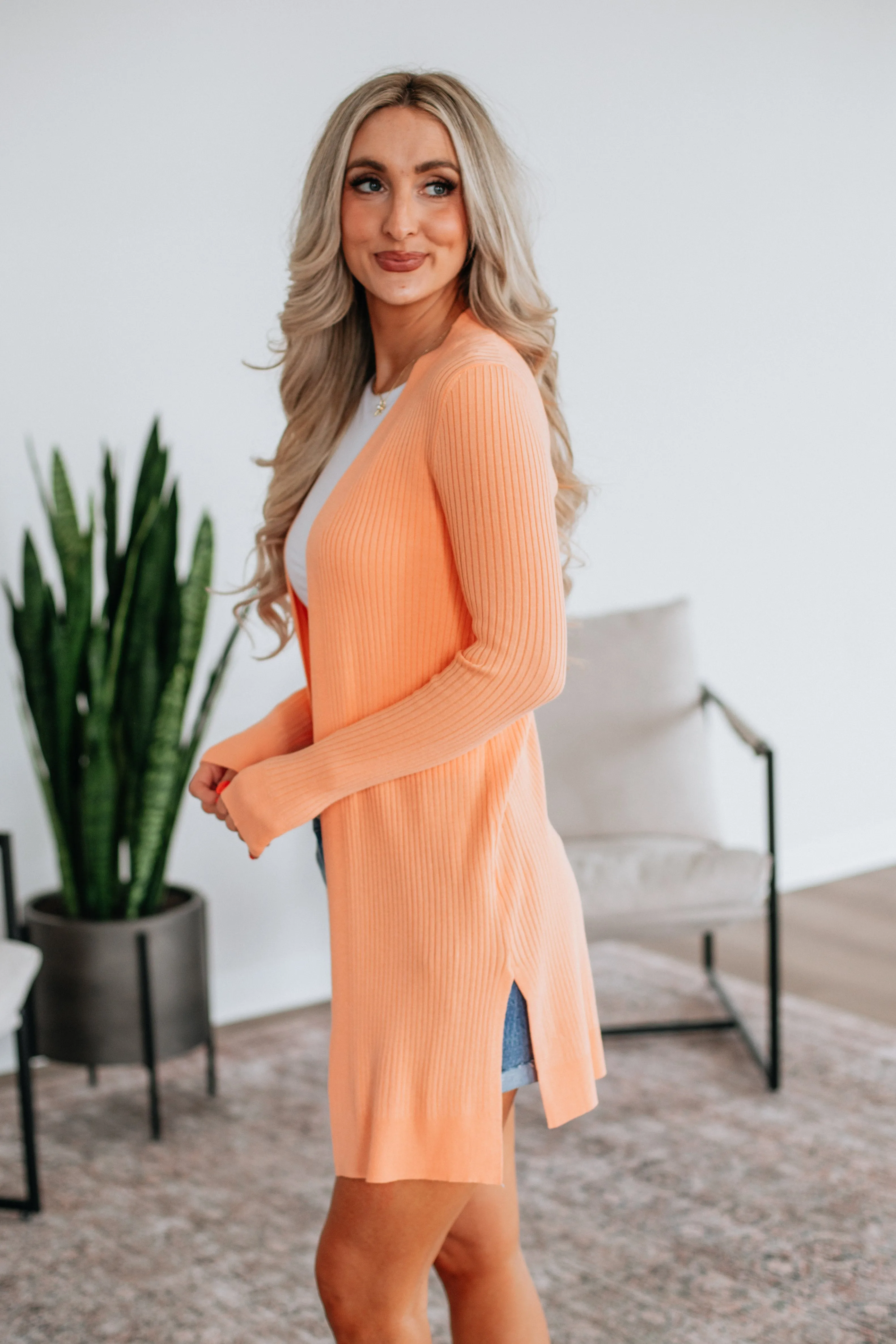 Maylin Ribbed Cardigan - Apricot sold by Wild Oak Boutique product image thumbnail 3