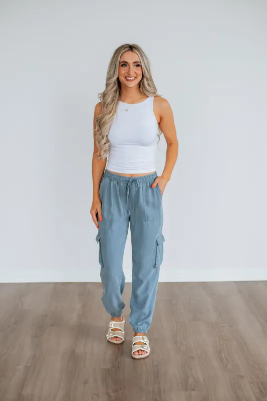 Bodie Cargo Joggers - Slate Blue sold by Wild Oak Boutique