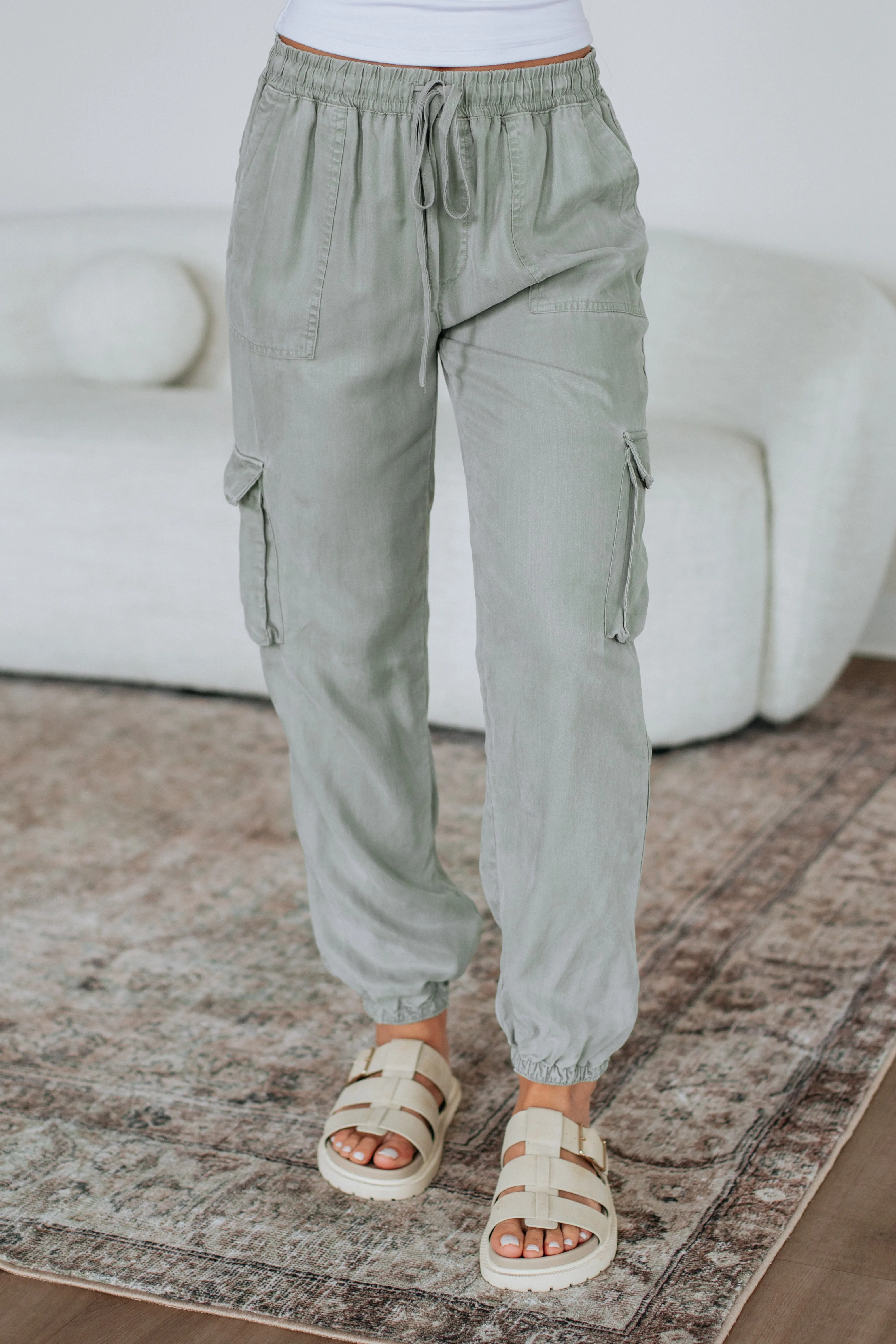 Bodie Cargo Joggers - Light Sage sold by Wild Oak Boutique product image thumbnail 5