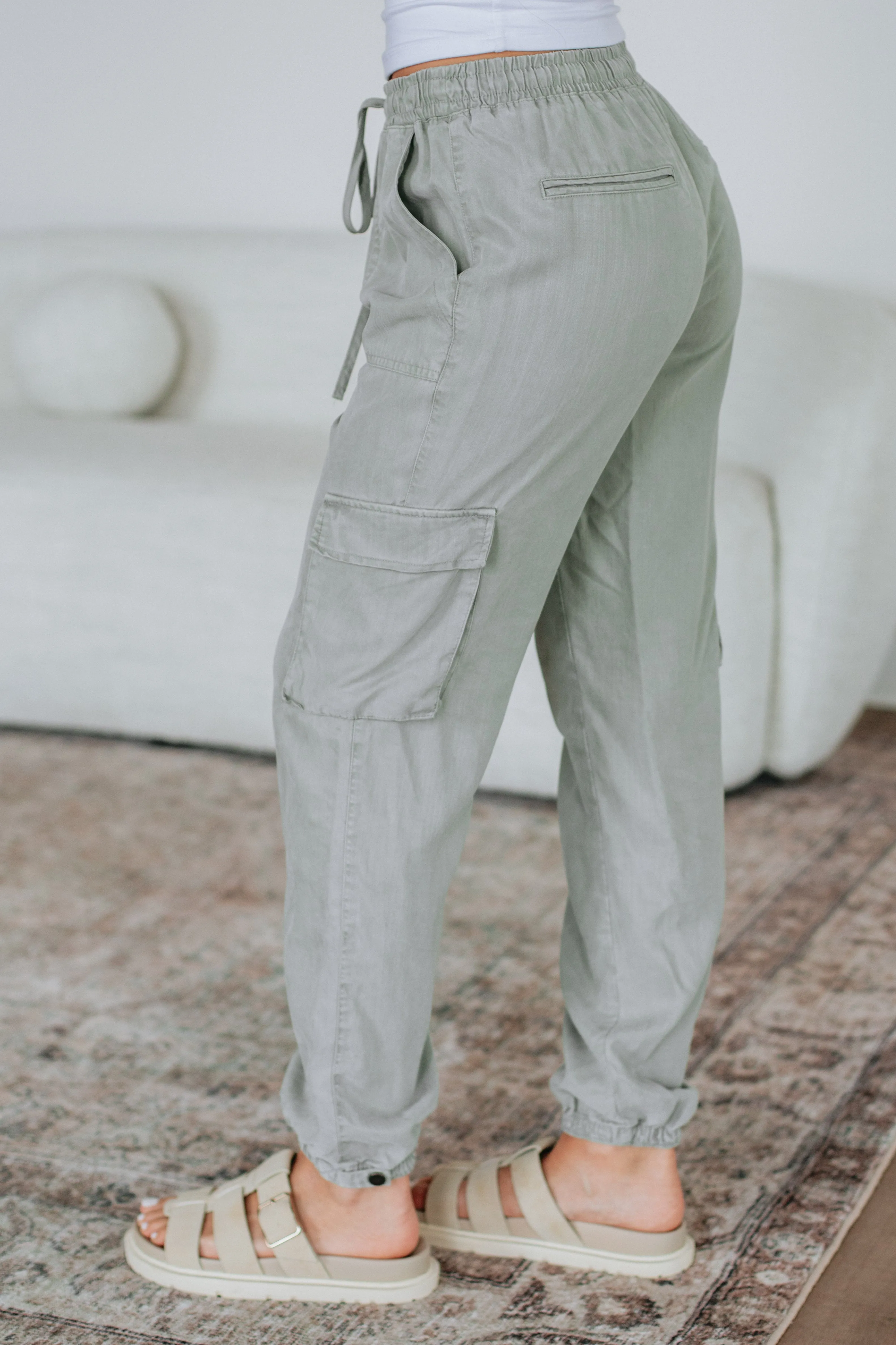 Bodie Cargo Joggers - Light Sage sold by Wild Oak Boutique product image thumbnail 2