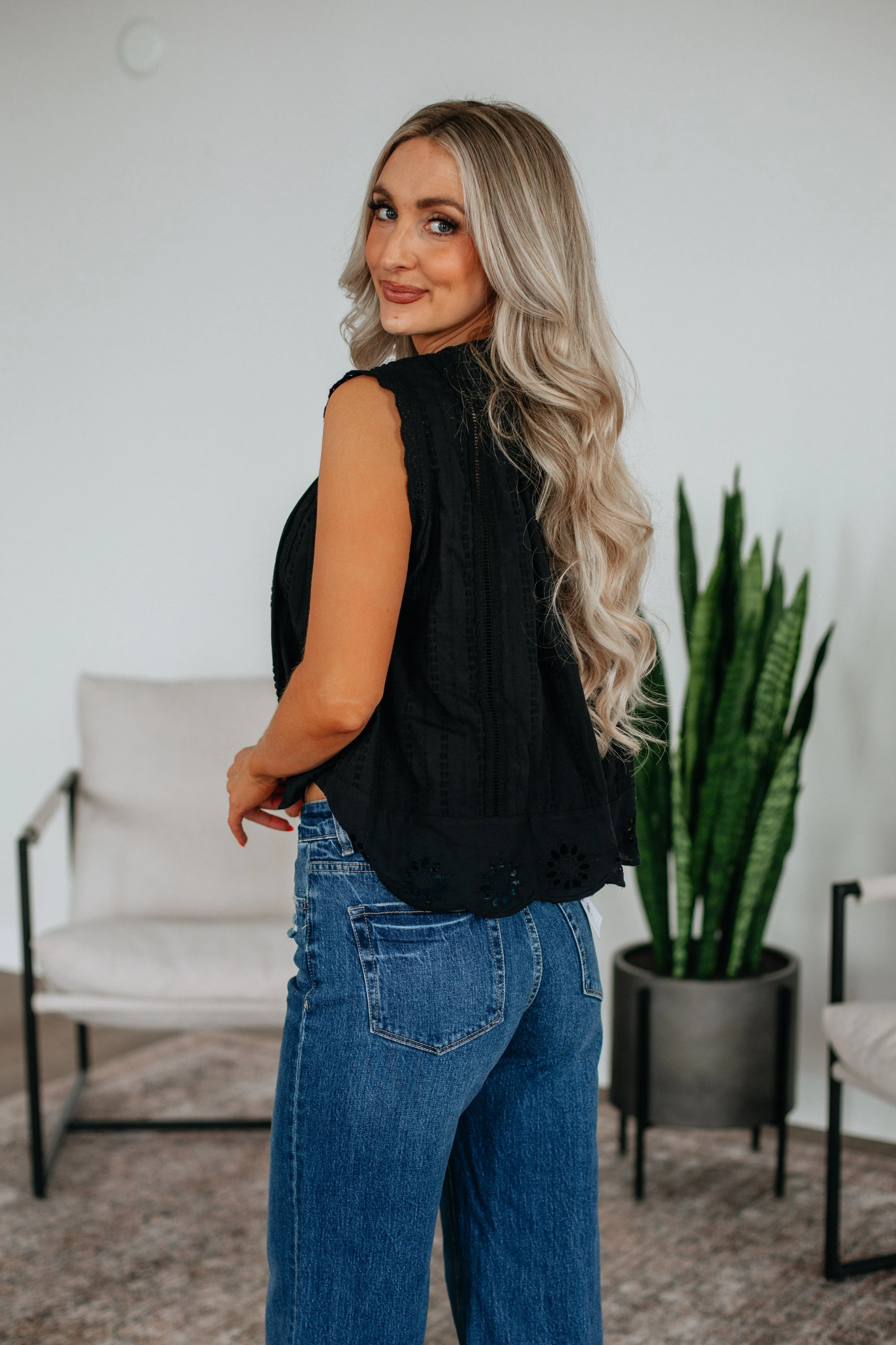 Johanna Eyelet Top - Black sold by Wild Oak Boutique product image thumbnail 5