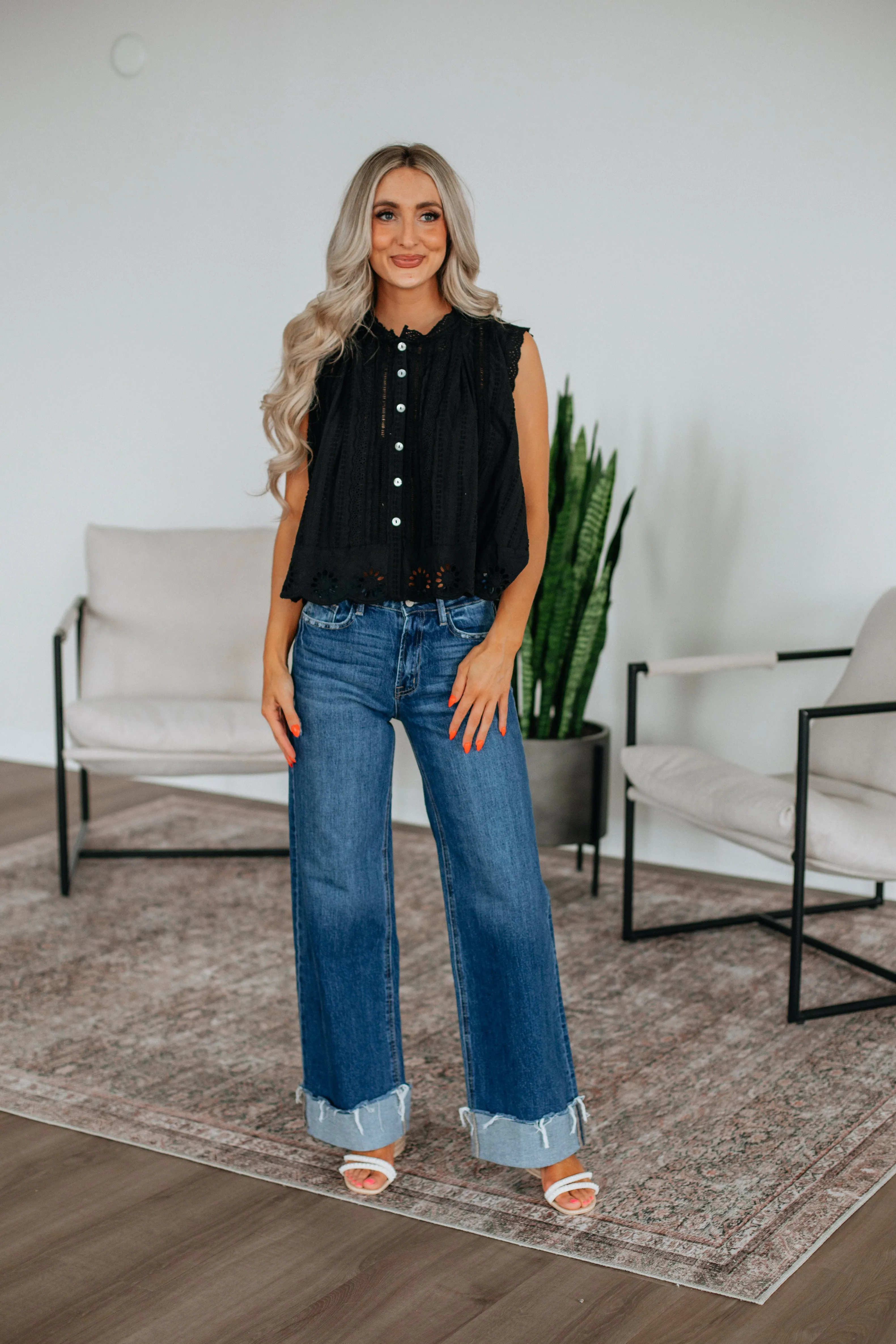 Johanna Eyelet Top - Black sold by Wild Oak Boutique product image thumbnail 3