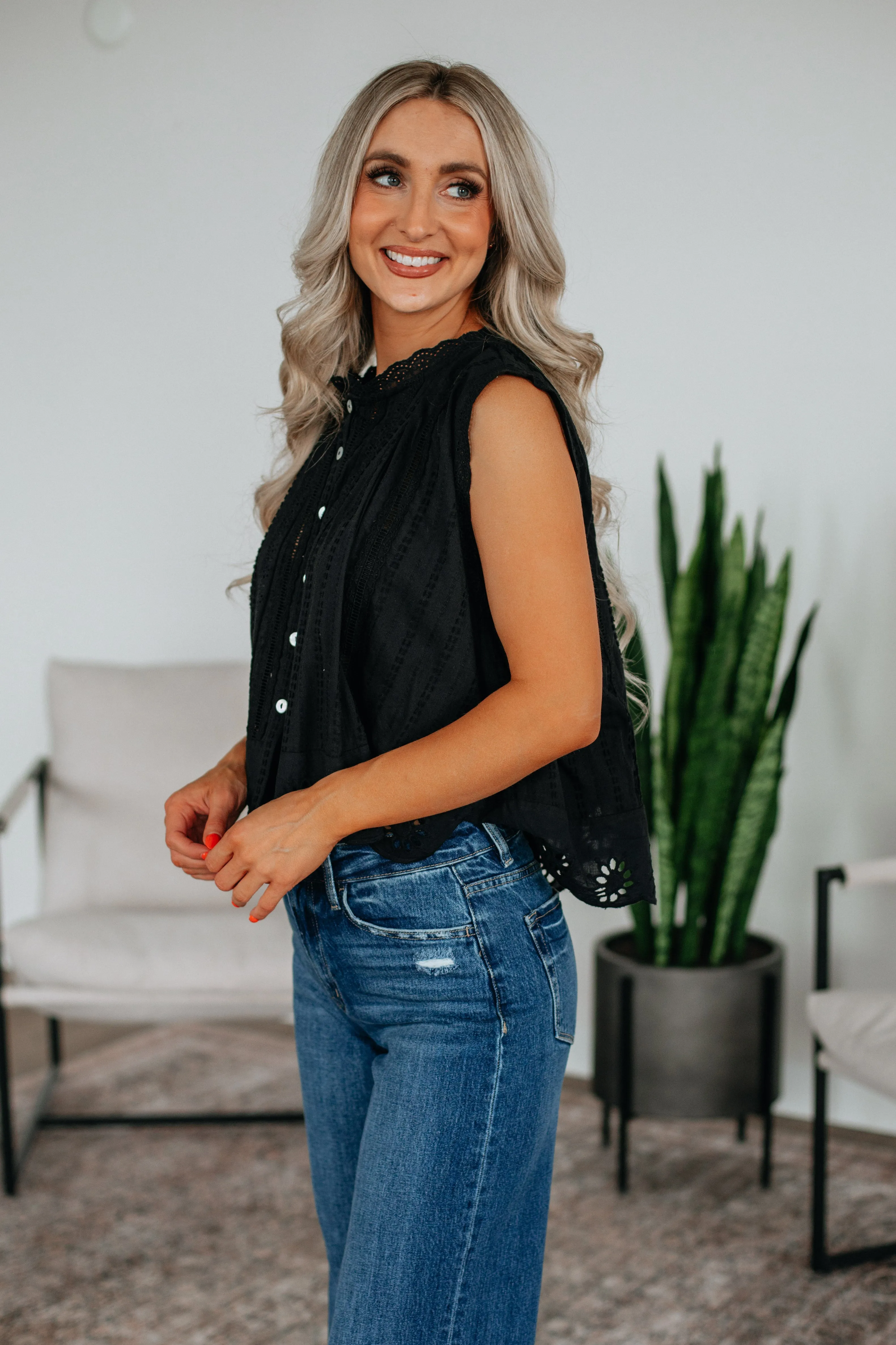 Johanna Eyelet Top - Black sold by Wild Oak Boutique product image thumbnail 2