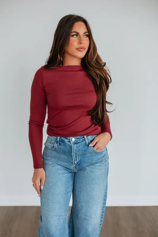 Audra Basic Top - Mulberry sold by Wild Oak Boutique