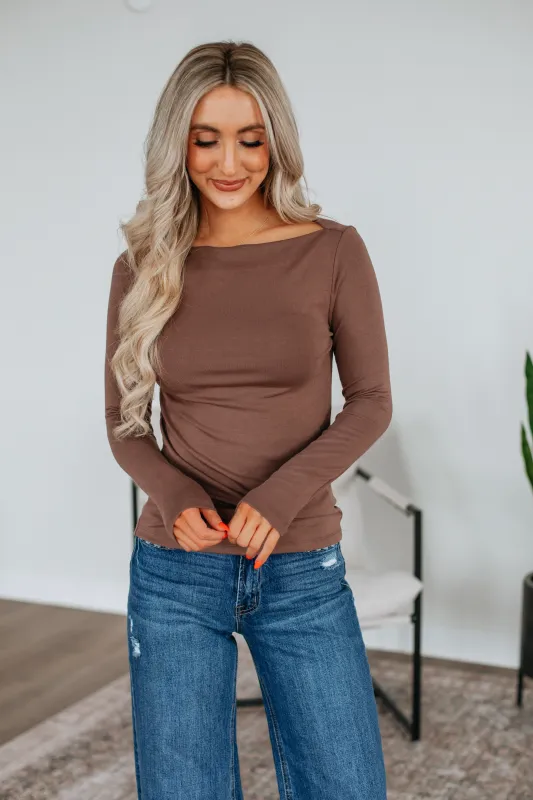 Audra Basic Top - Mocha sold by Wild Oak Boutique