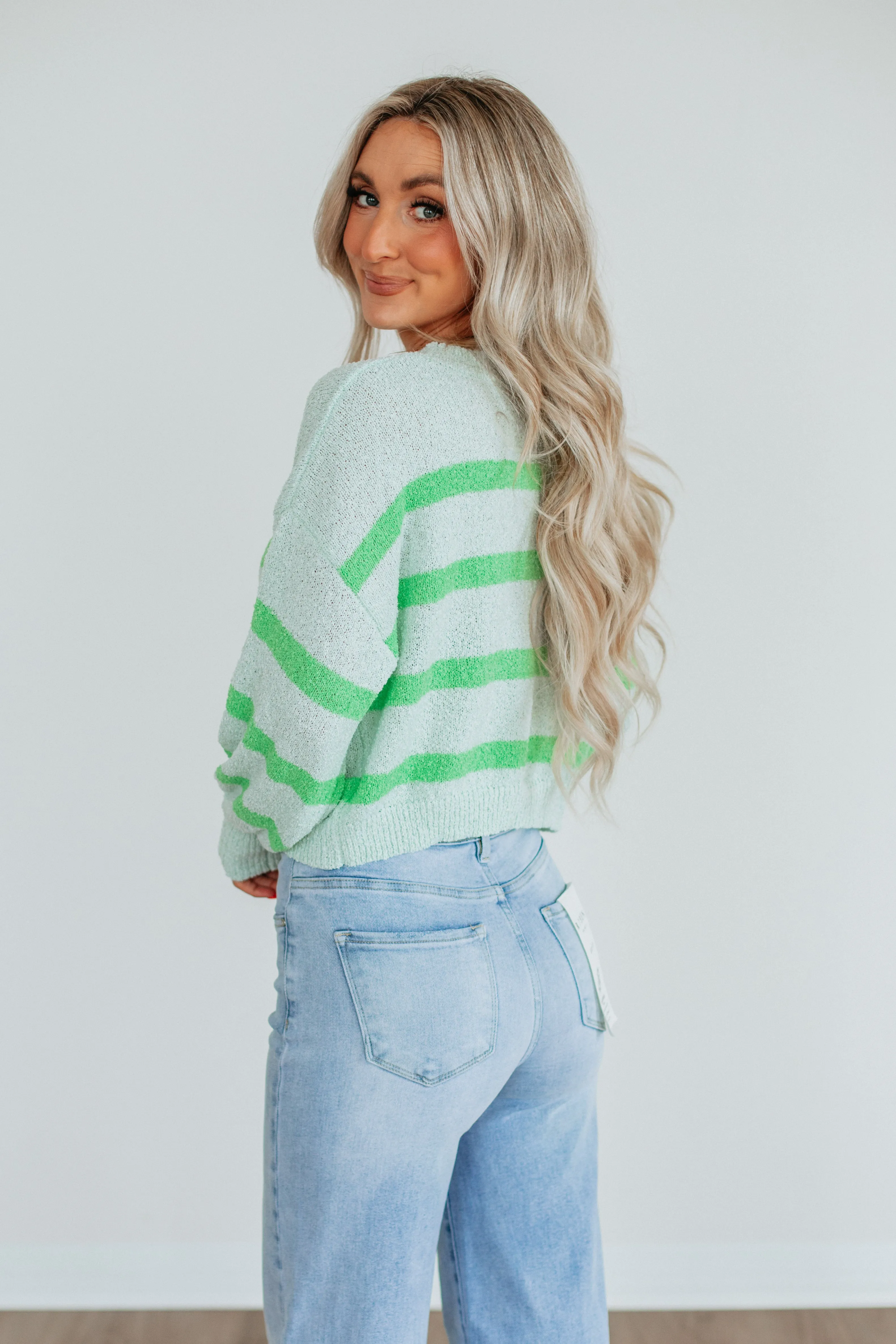 Aubriana Striped Sweater - Light Mint Mix sold by Wild Oak Boutique product image thumbnail 5