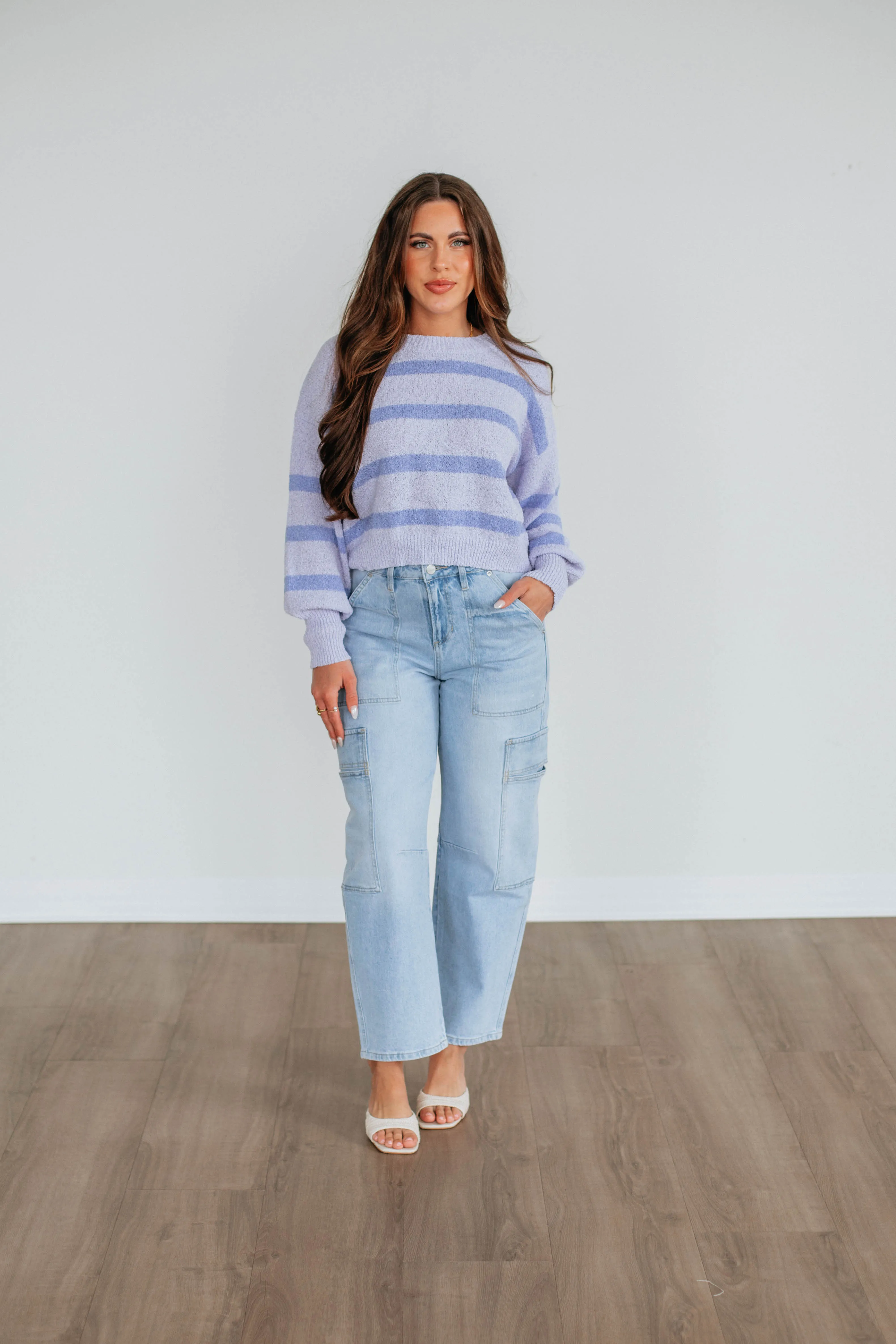 Aubriana Striped Sweater - Lavender Mix sold by Wild Oak Boutique product image thumbnail 3