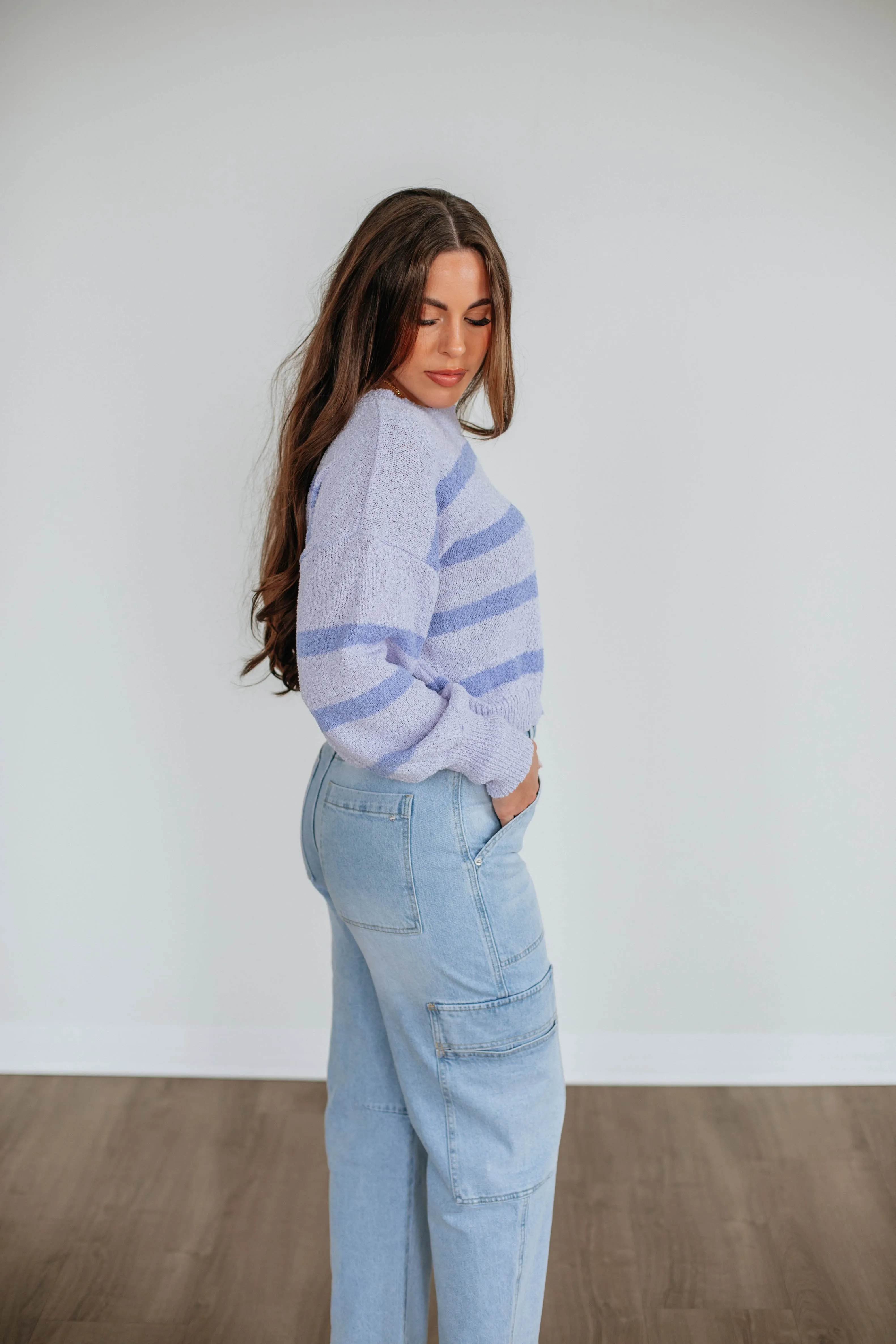 Aubriana Striped Sweater - Lavender Mix sold by Wild Oak Boutique product image thumbnail 4