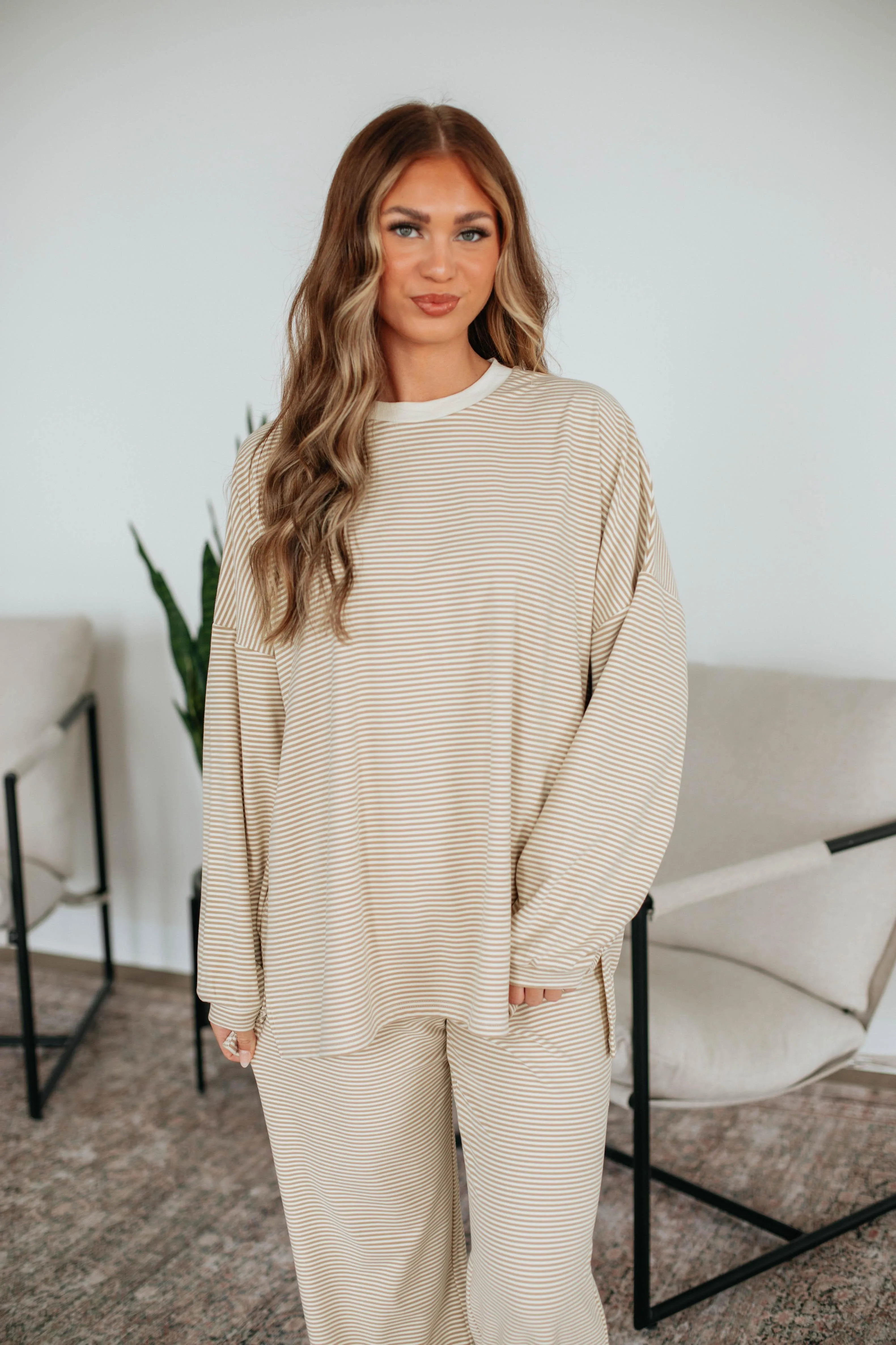 Cayla Striped Top - Beige Mix sold by Wild Oak Boutique