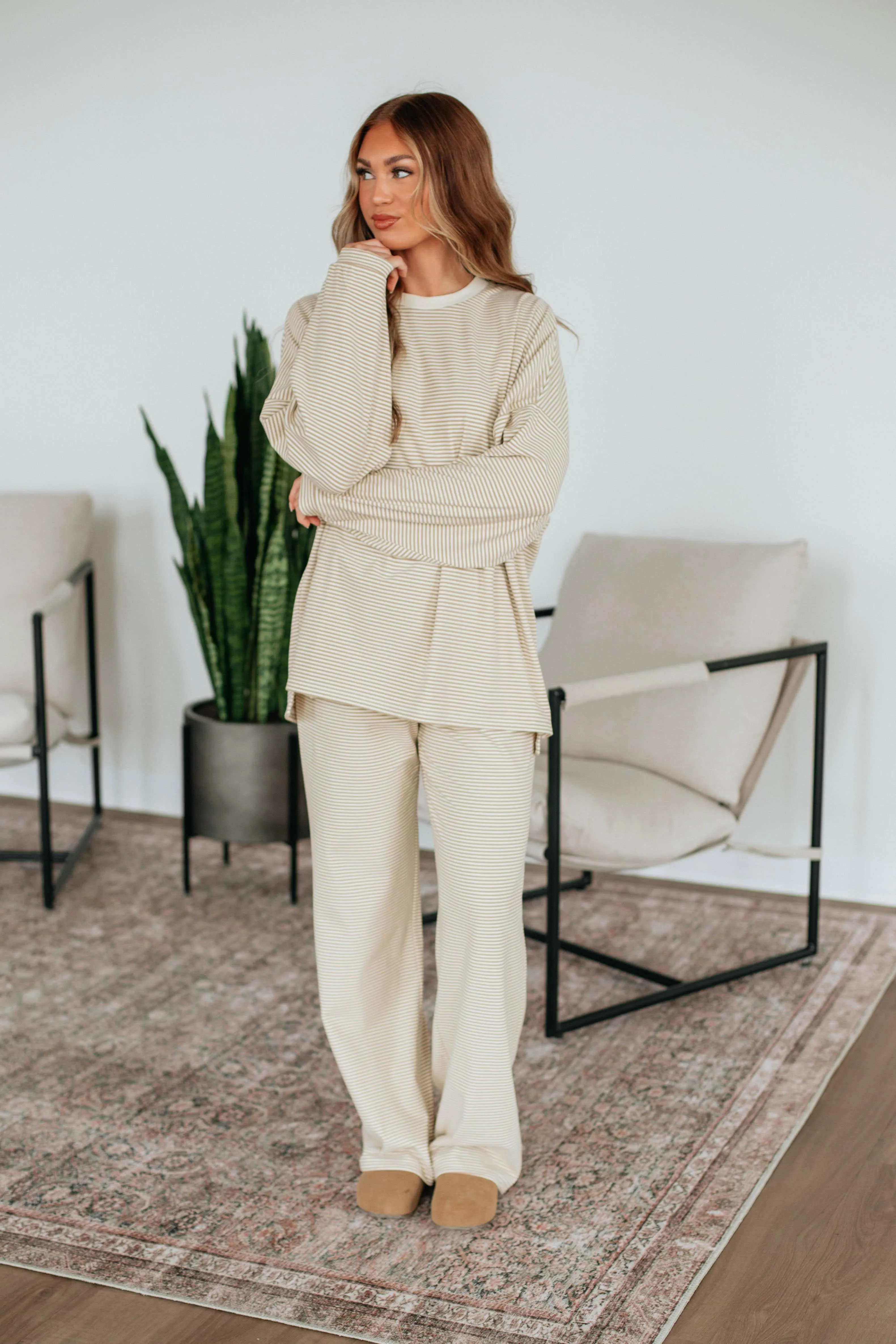 Cayla Striped Pants - Beige Mix sold by Wild Oak Boutique product image thumbnail 2