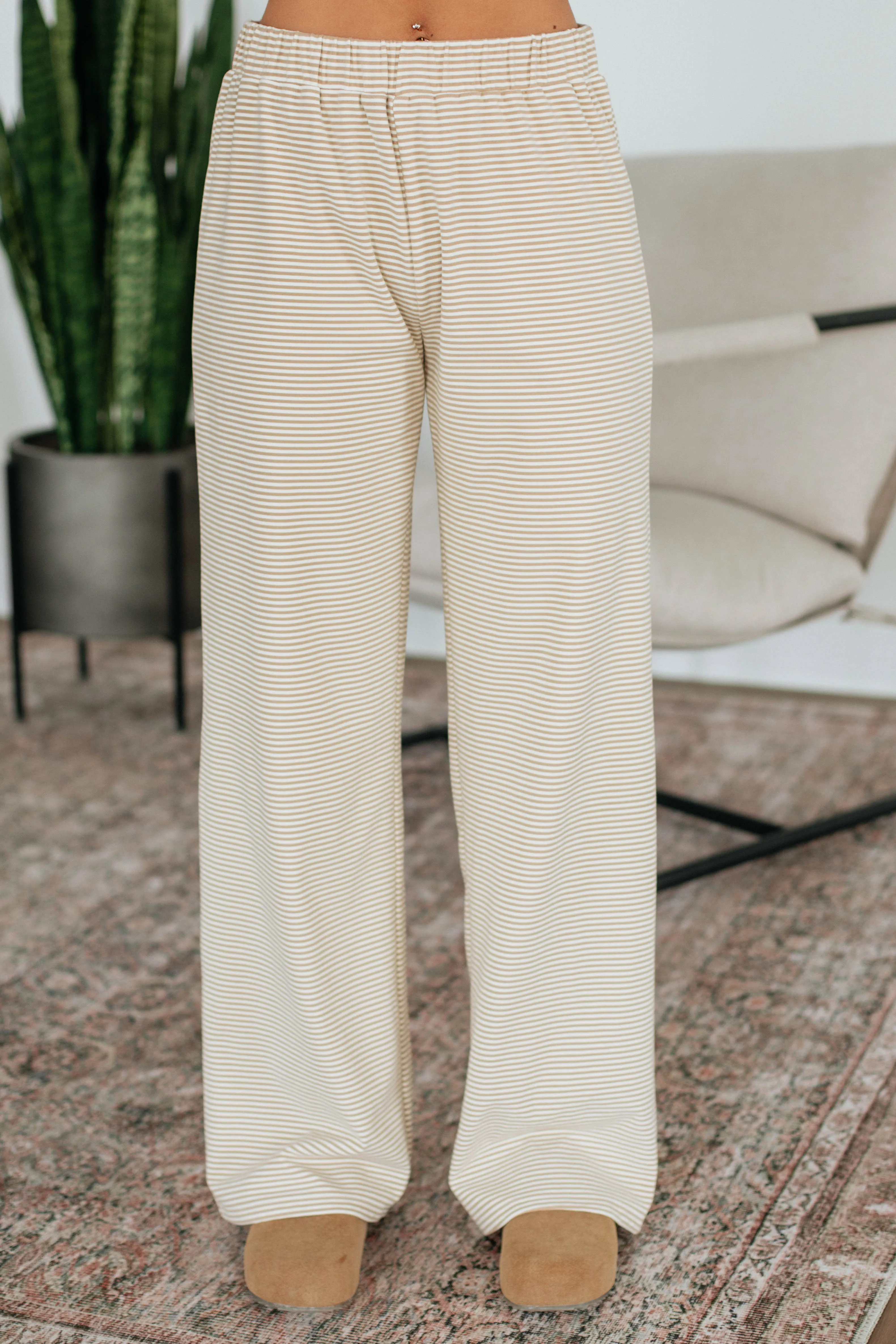 Cayla Striped Pants - Beige Mix sold by Wild Oak Boutique