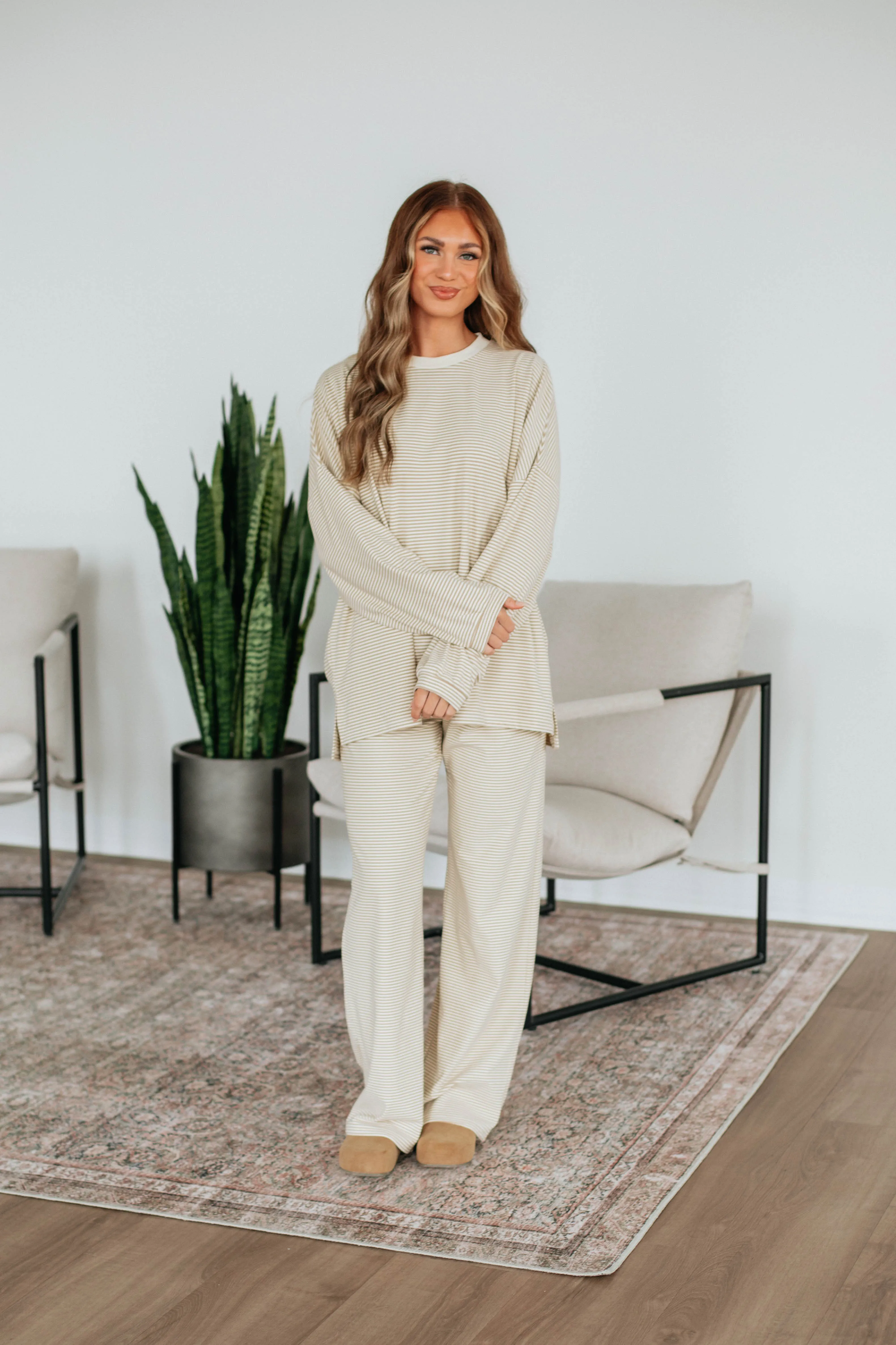 Cayla Striped Pants - Beige Mix sold by Wild Oak Boutique product image thumbnail 5