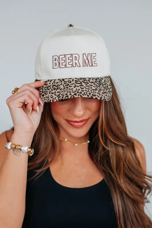 Beer Me Leopard Trucker Hat made by Wild Oak Boutique