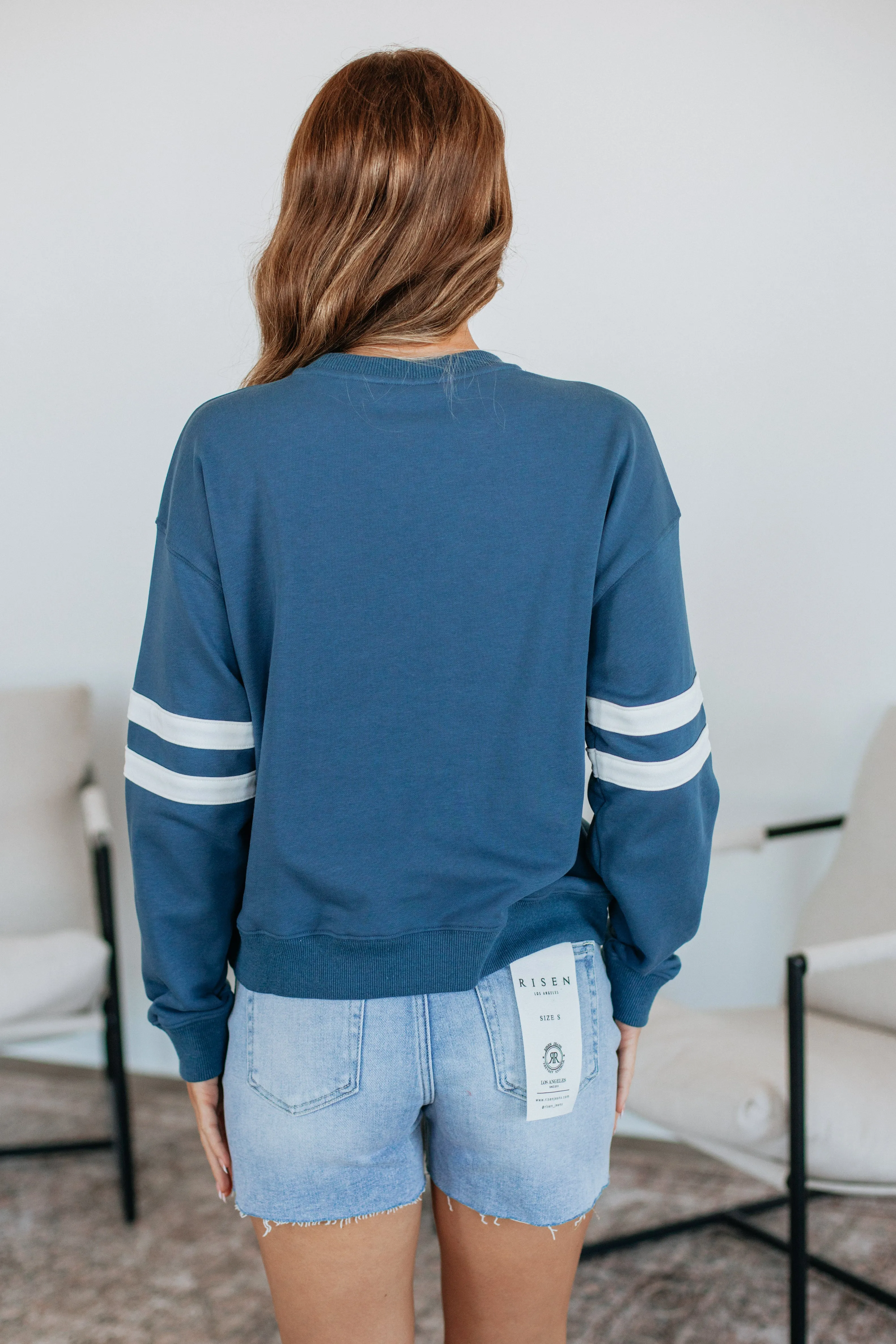 Varsity Pullover - Navy sold by Wild Oak Boutique product image thumbnail 5