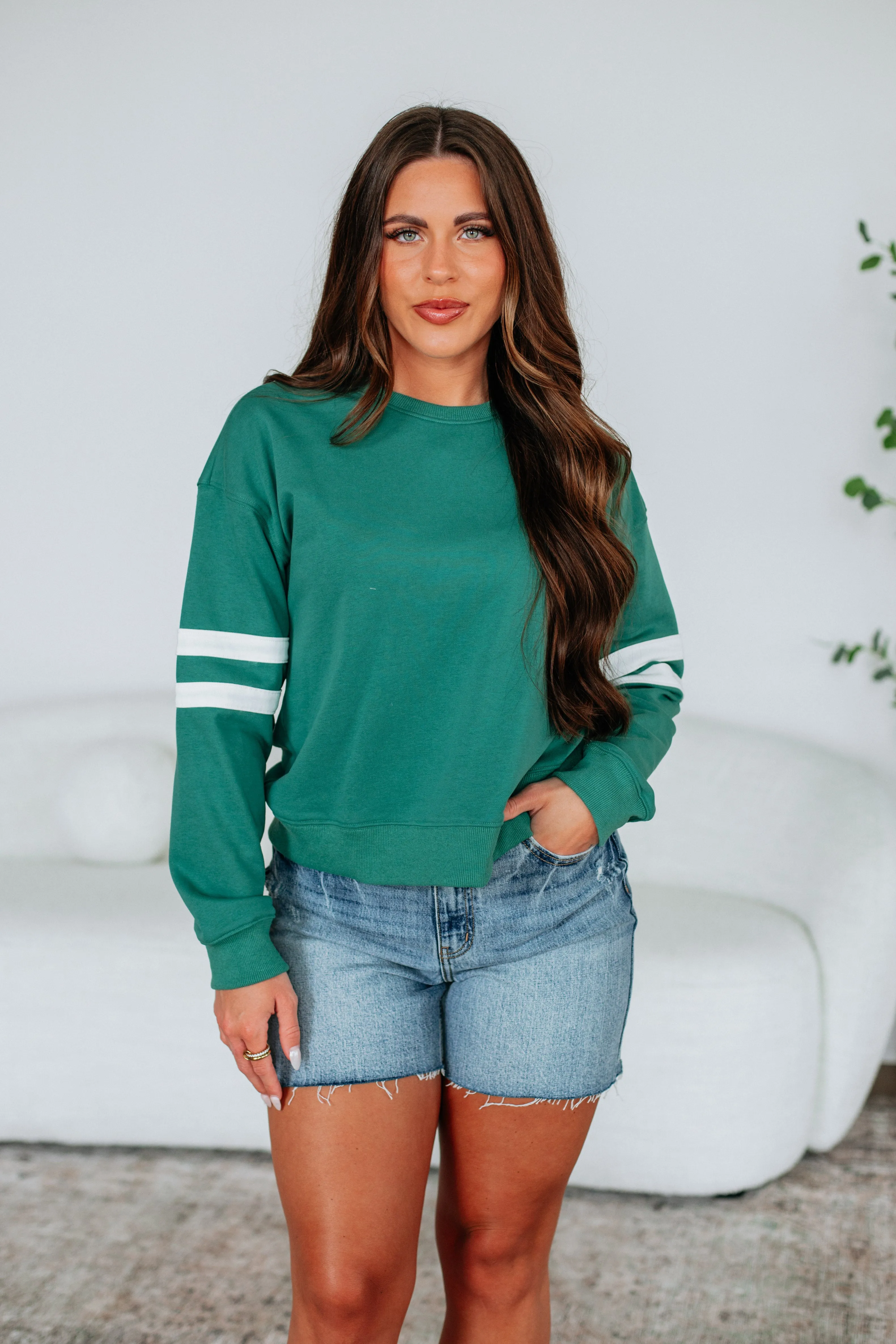 Varsity Pullover - Jade sold by Wild Oak Boutique