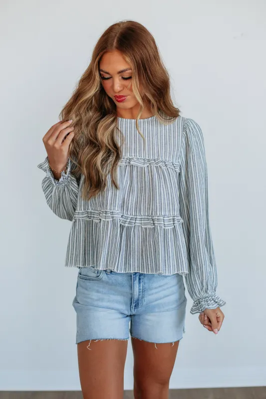 Kessley Striped Blouse sold by Wild Oak Boutique