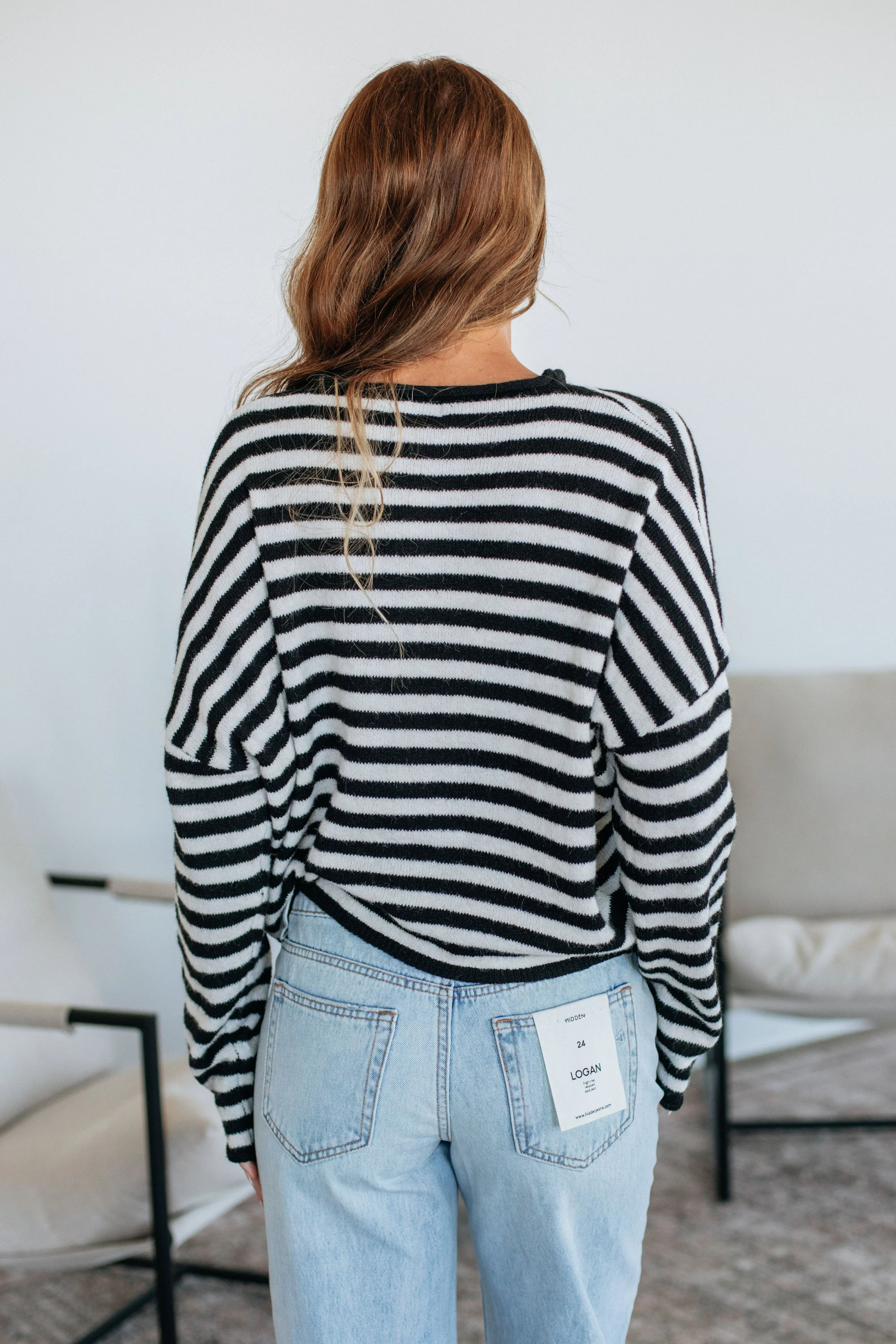 Brooke Striped Cardigan - Black Mix sold by Wild Oak Boutique product image thumbnail 4