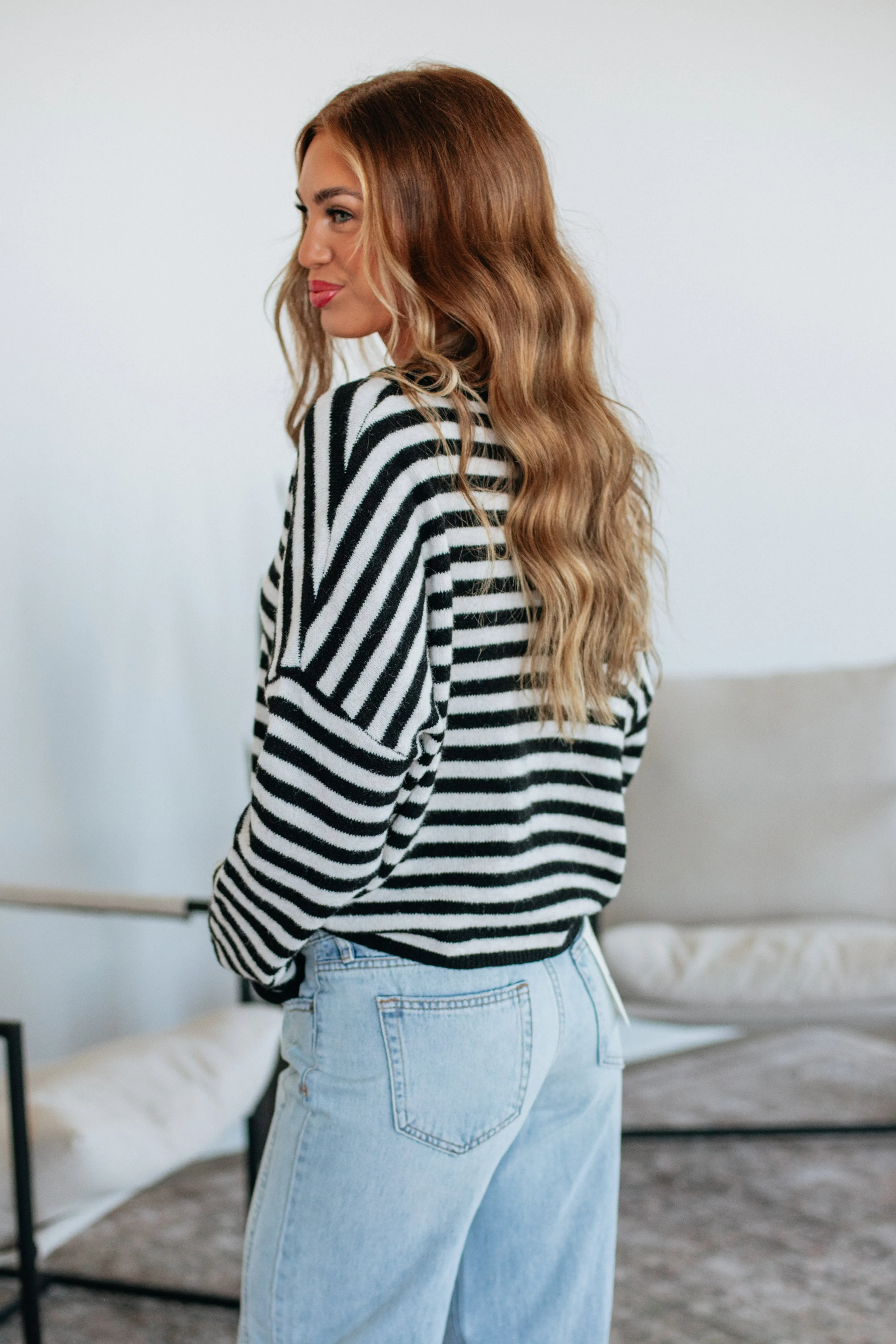 Brooke Striped Cardigan - Black Mix sold by Wild Oak Boutique product image thumbnail 2