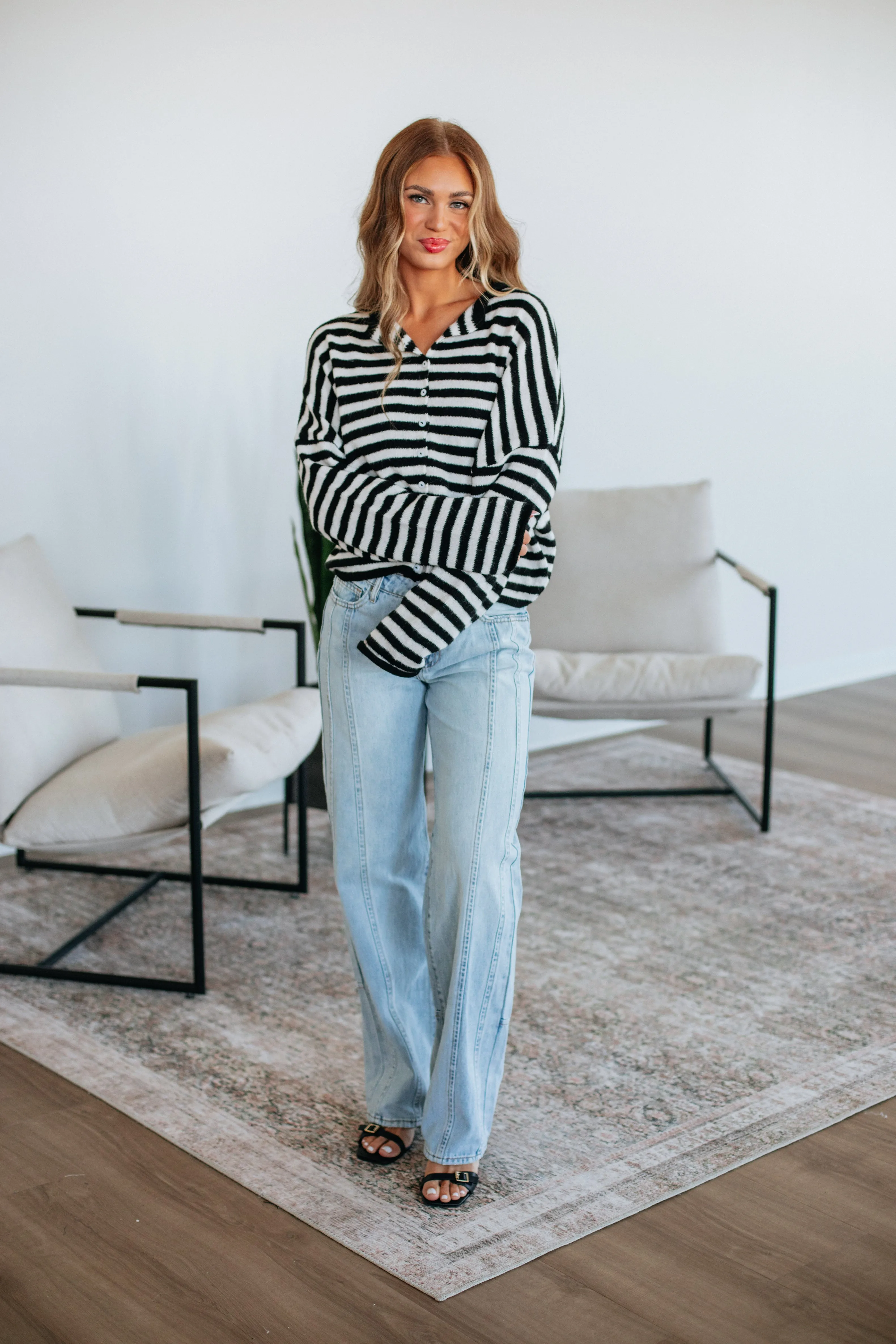 Brooke Striped Cardigan - Black Mix sold by Wild Oak Boutique product image thumbnail 3