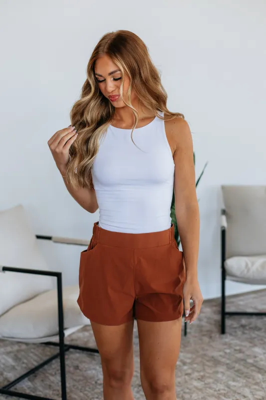 Jaycee Active Shorts - Rust sold by Wild Oak Boutique