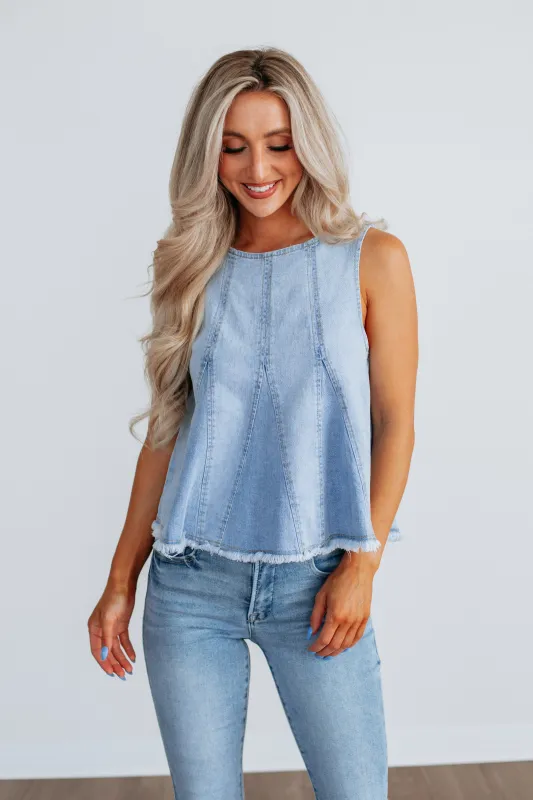 Wynona Denim Top sold by Wild Oak Boutique
