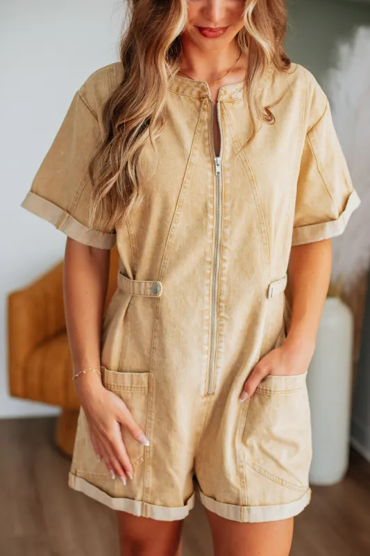 Ollie Utility Romper sold by Wild Oak Boutique