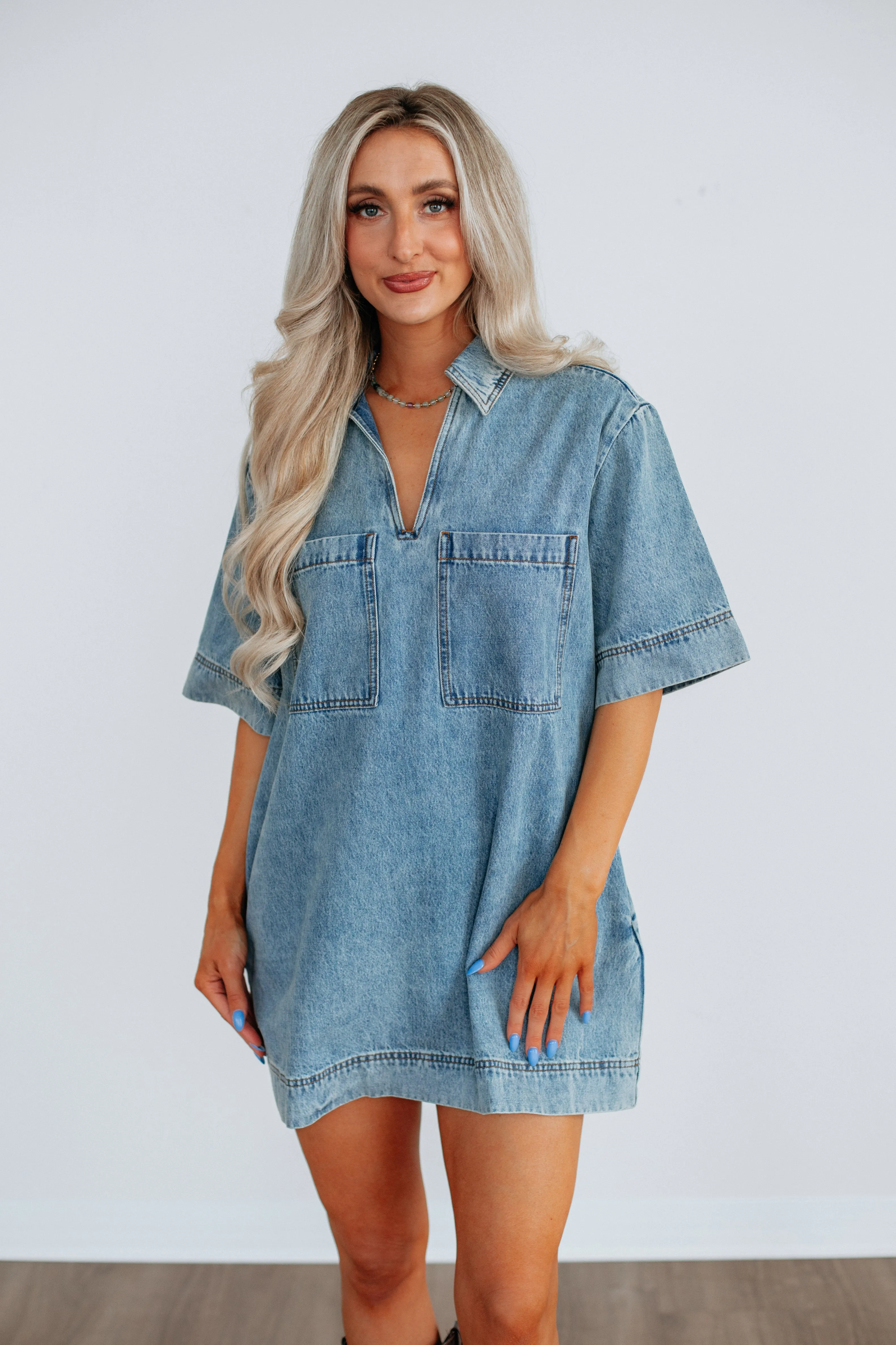 Ameia Denim Dress sold by Wild Oak Boutique product image thumbnail 4