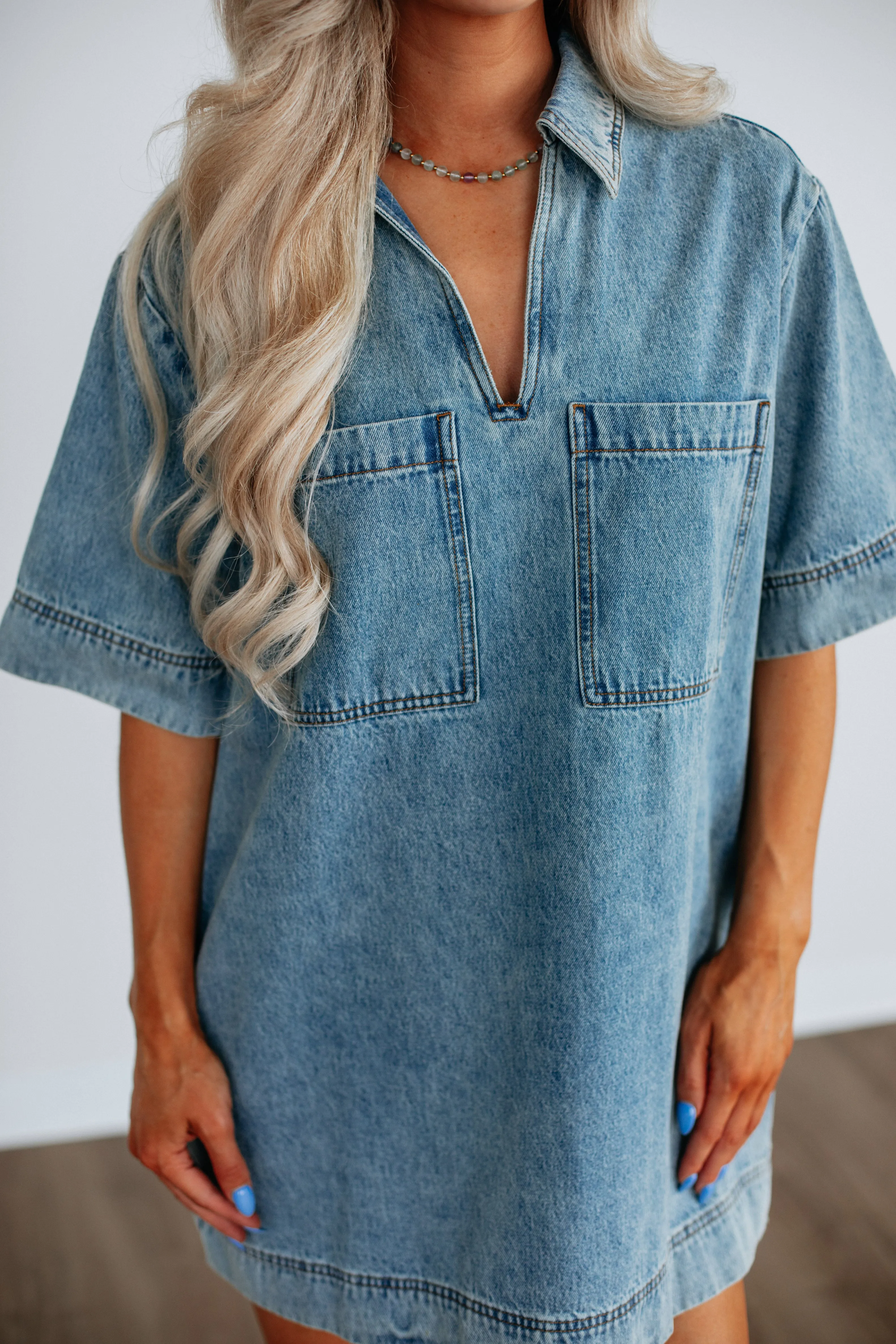 Ameia Denim Dress sold by Wild Oak Boutique product image thumbnail 2