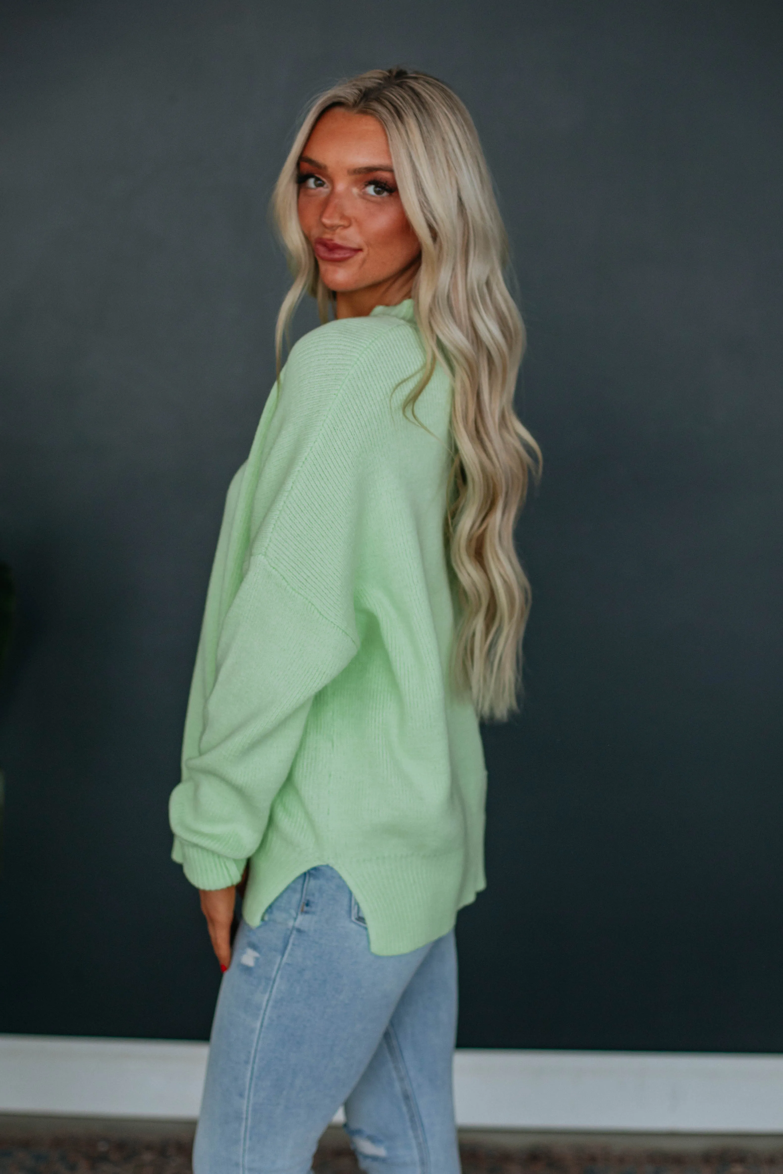 Chelsea Mock Neck Sweater - Keylime sold by Wild Oak Boutique product image thumbnail 3