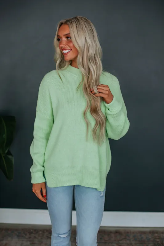 Chelsea Mock Neck Sweater - Keylime sold by Wild Oak Boutique