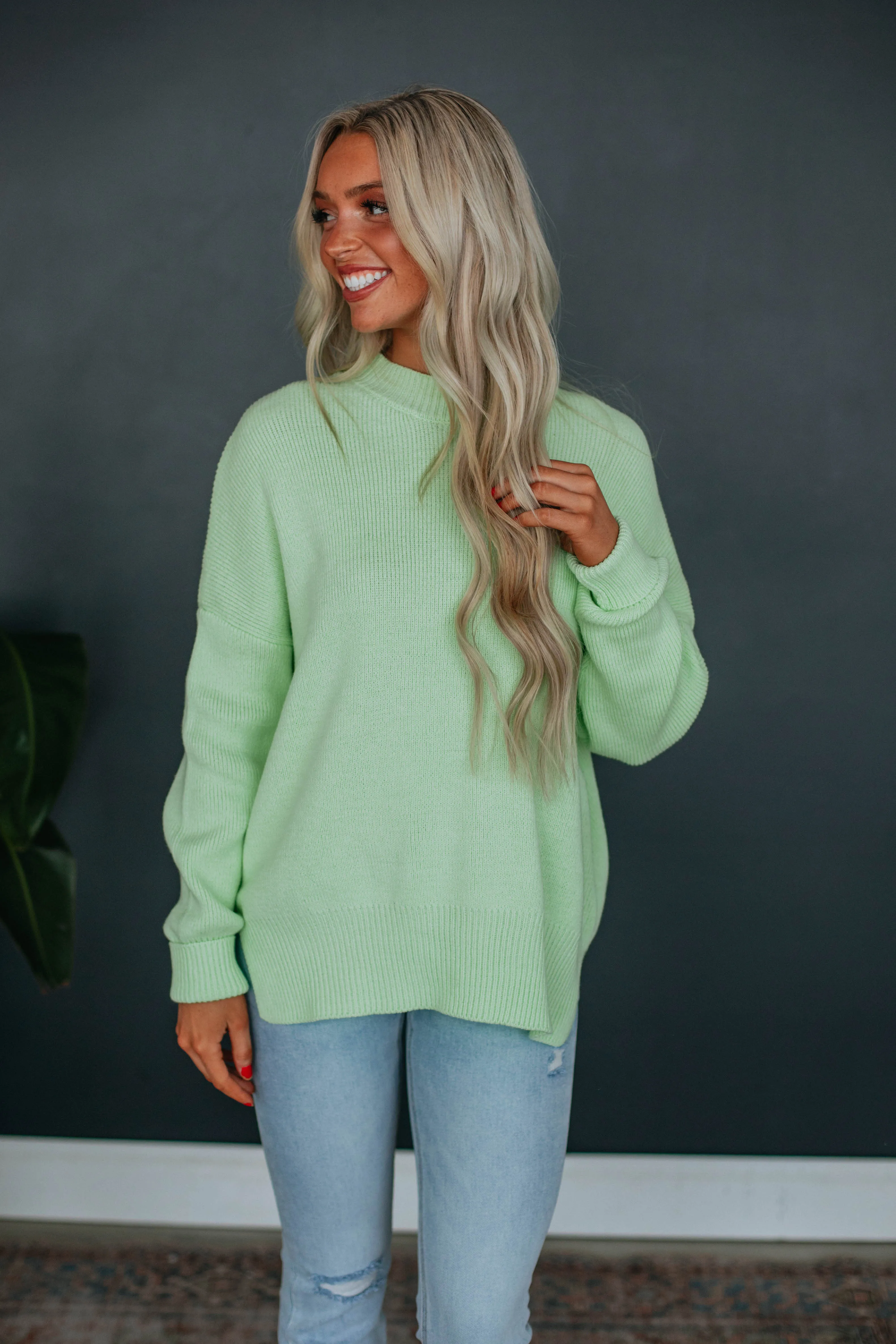 Chelsea Mock Neck Sweater - Keylime sold by Wild Oak Boutique