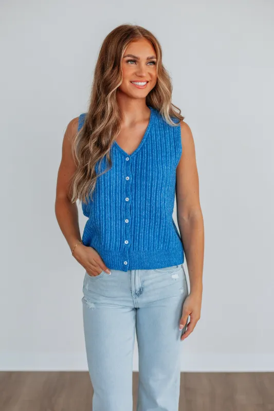 Mina Sweater Vest - Cobalt sold by Wild Oak Boutique