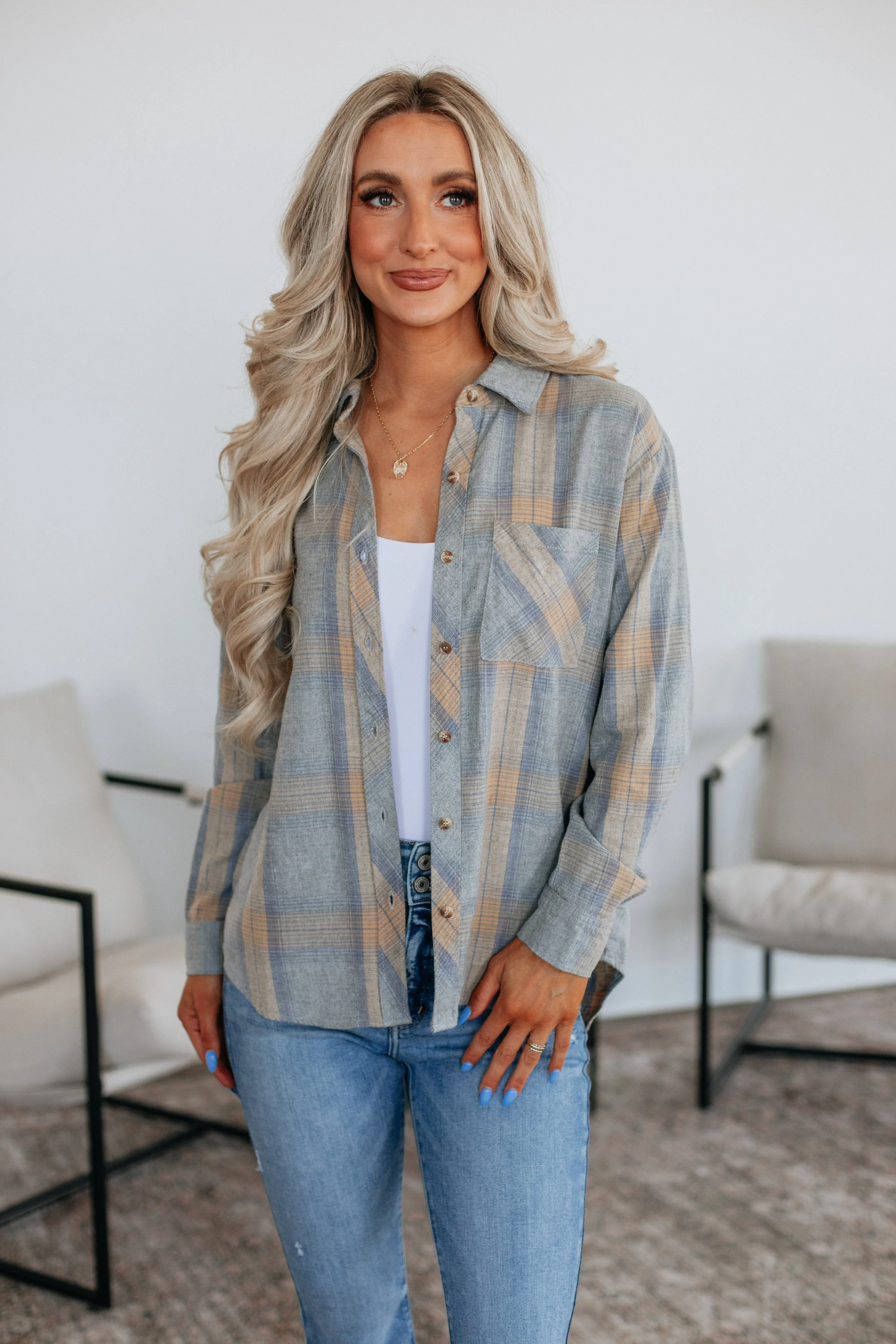 Jaime Flannel Top sold by Wild Oak Boutique