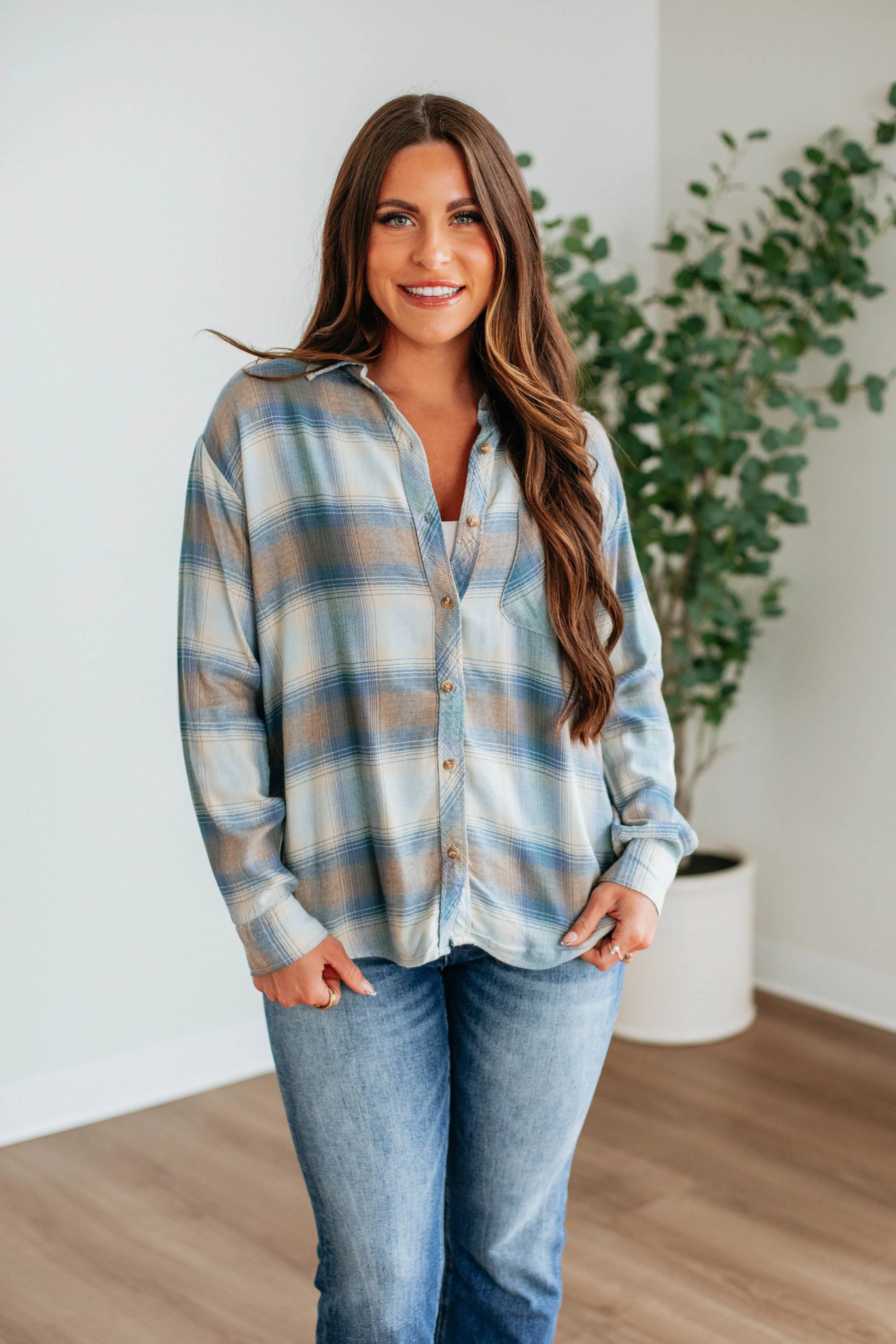 Wynnie Flannel Top sold by Wild Oak Boutique