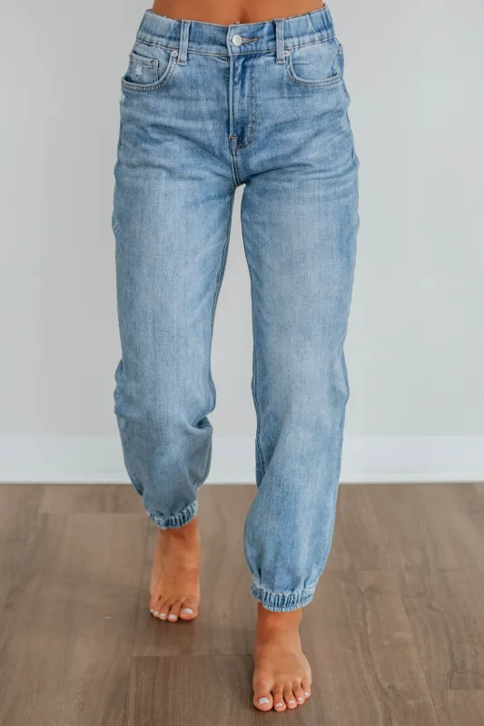 Tatum Mica Denim Joggers sold by Wild Oak Boutique