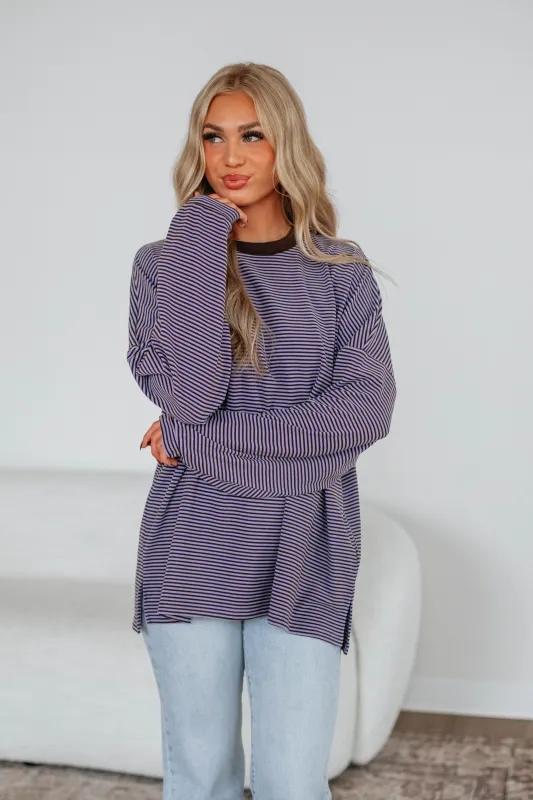 Cayla Striped Top - Lavender Mix sold by Wild Oak Boutique