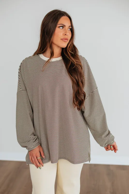 Cayla Striped Top - Espresso Mix sold by Wild Oak Boutique