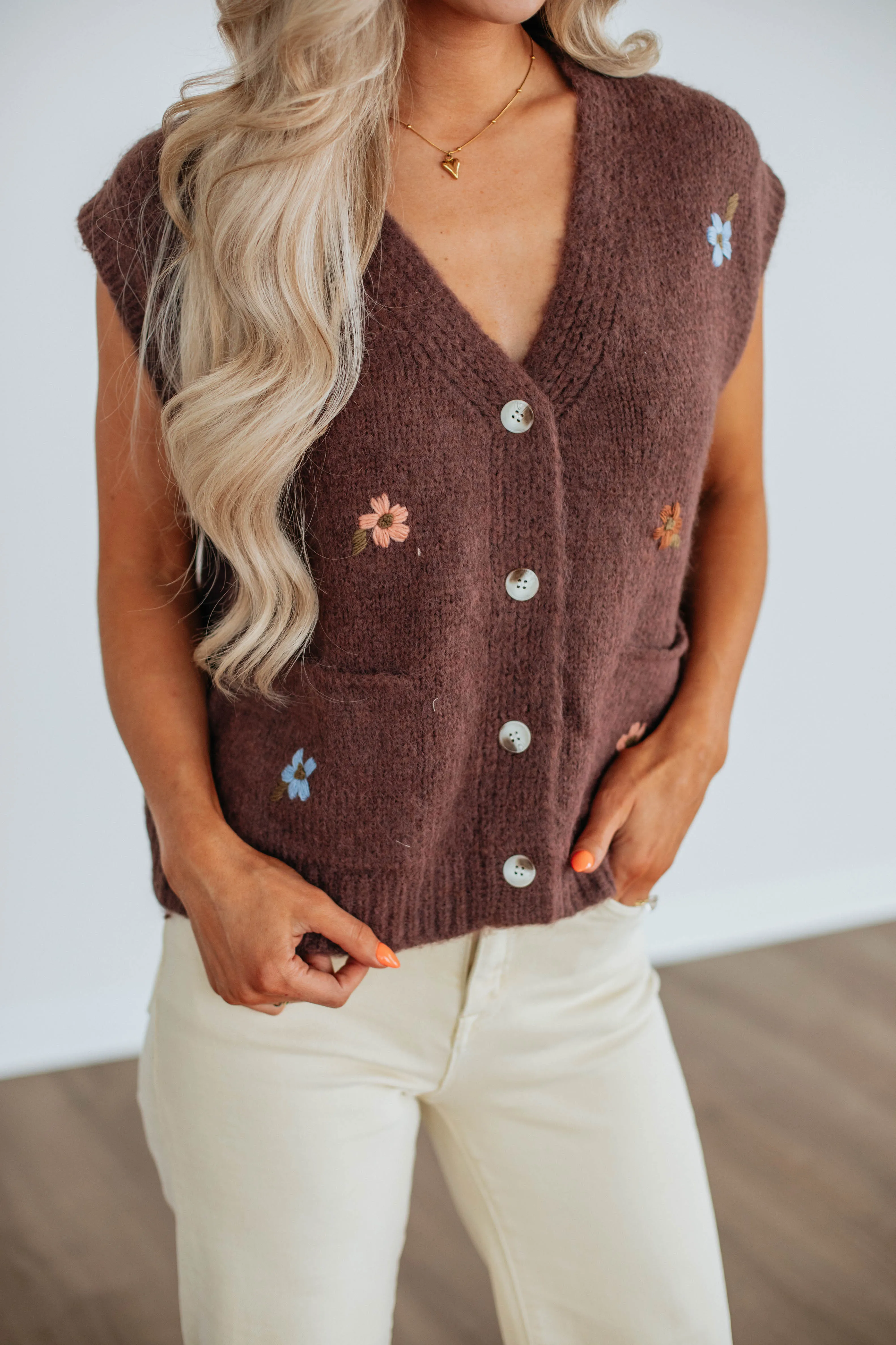 Alva Floral Sweater Vest sold by Wild Oak Boutique