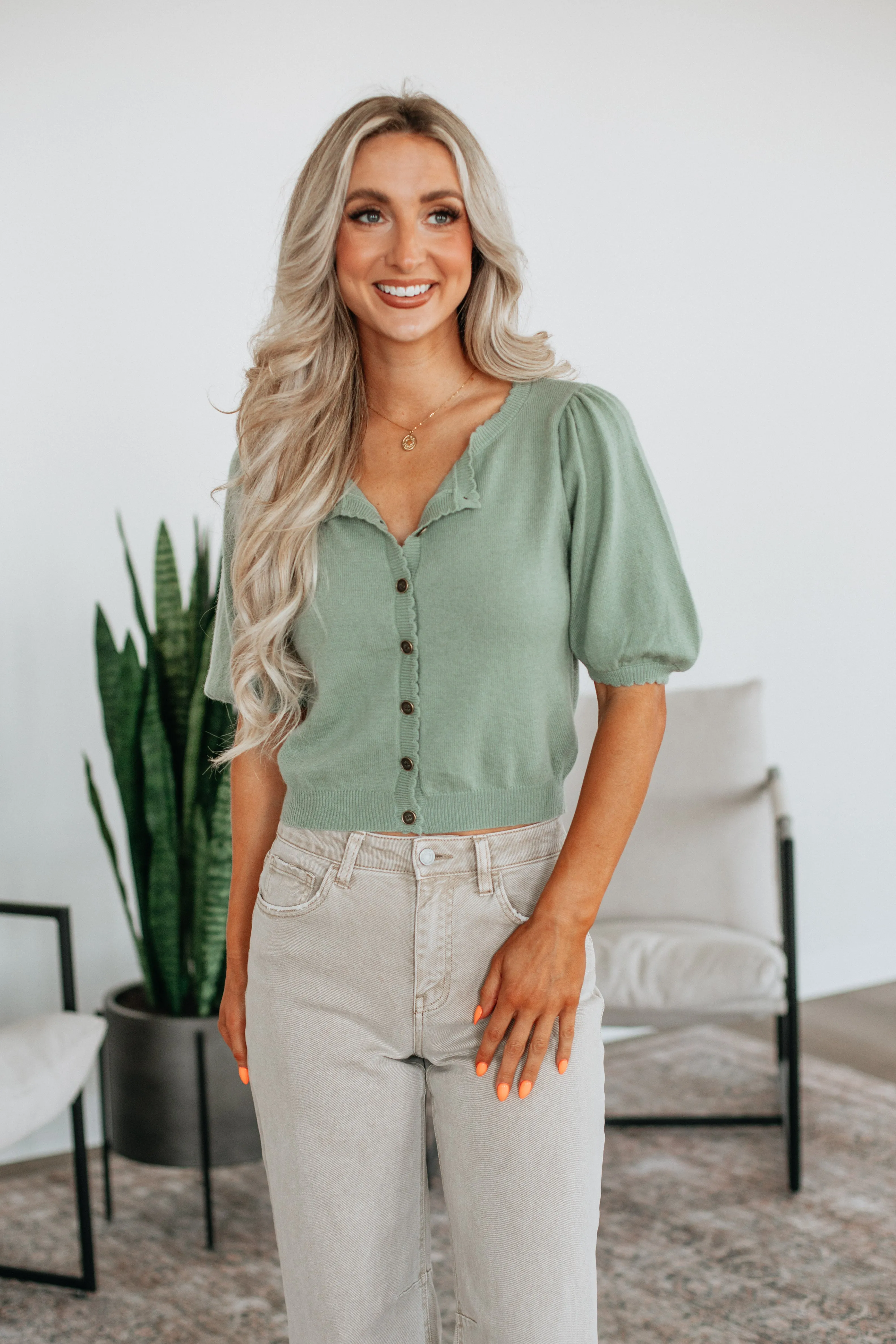 Neriah Cardigan Top - Sage sold by Wild Oak Boutique product image thumbnail 4