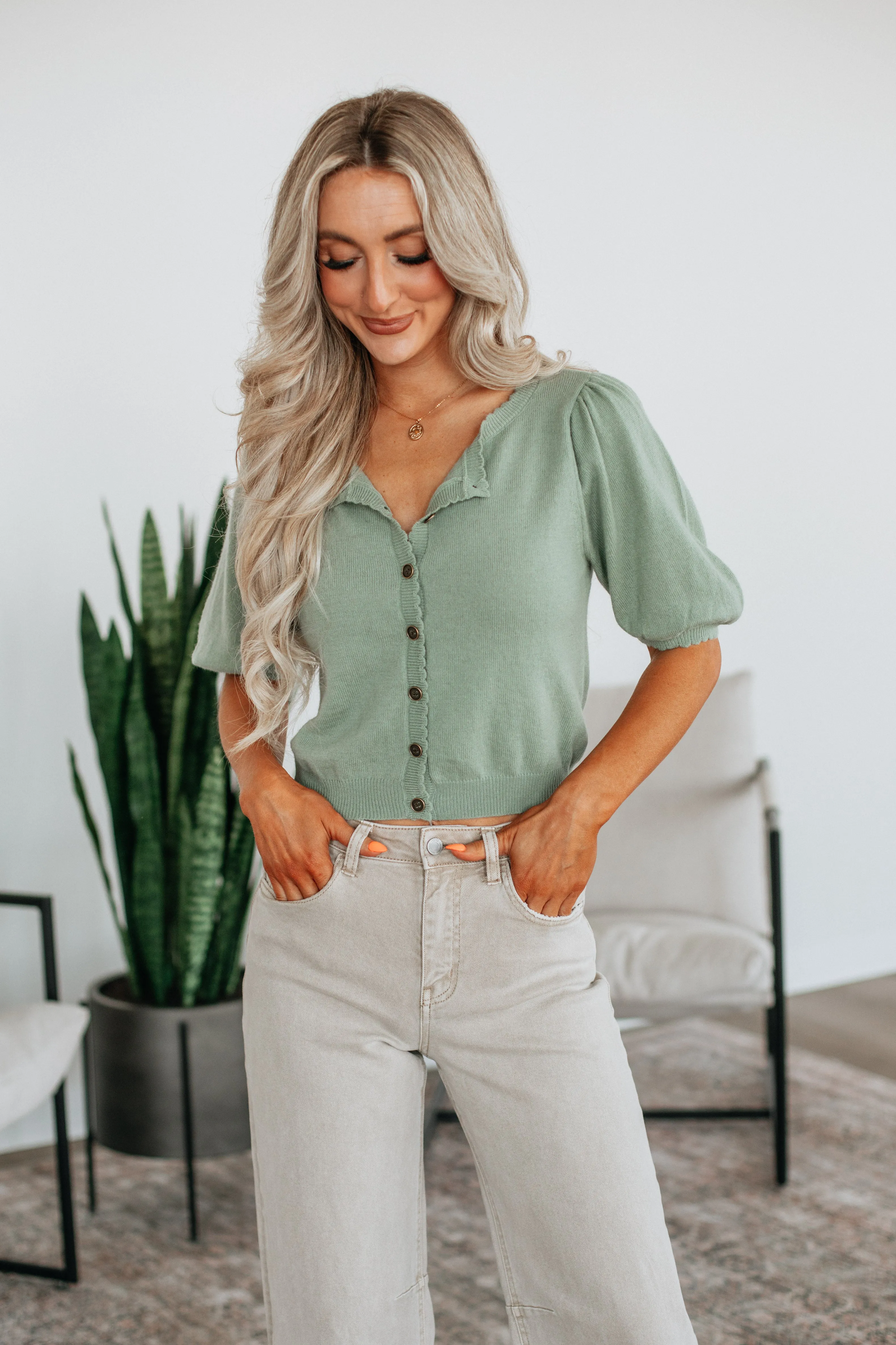 Neriah Cardigan Top - Sage sold by Wild Oak Boutique product image thumbnail 2