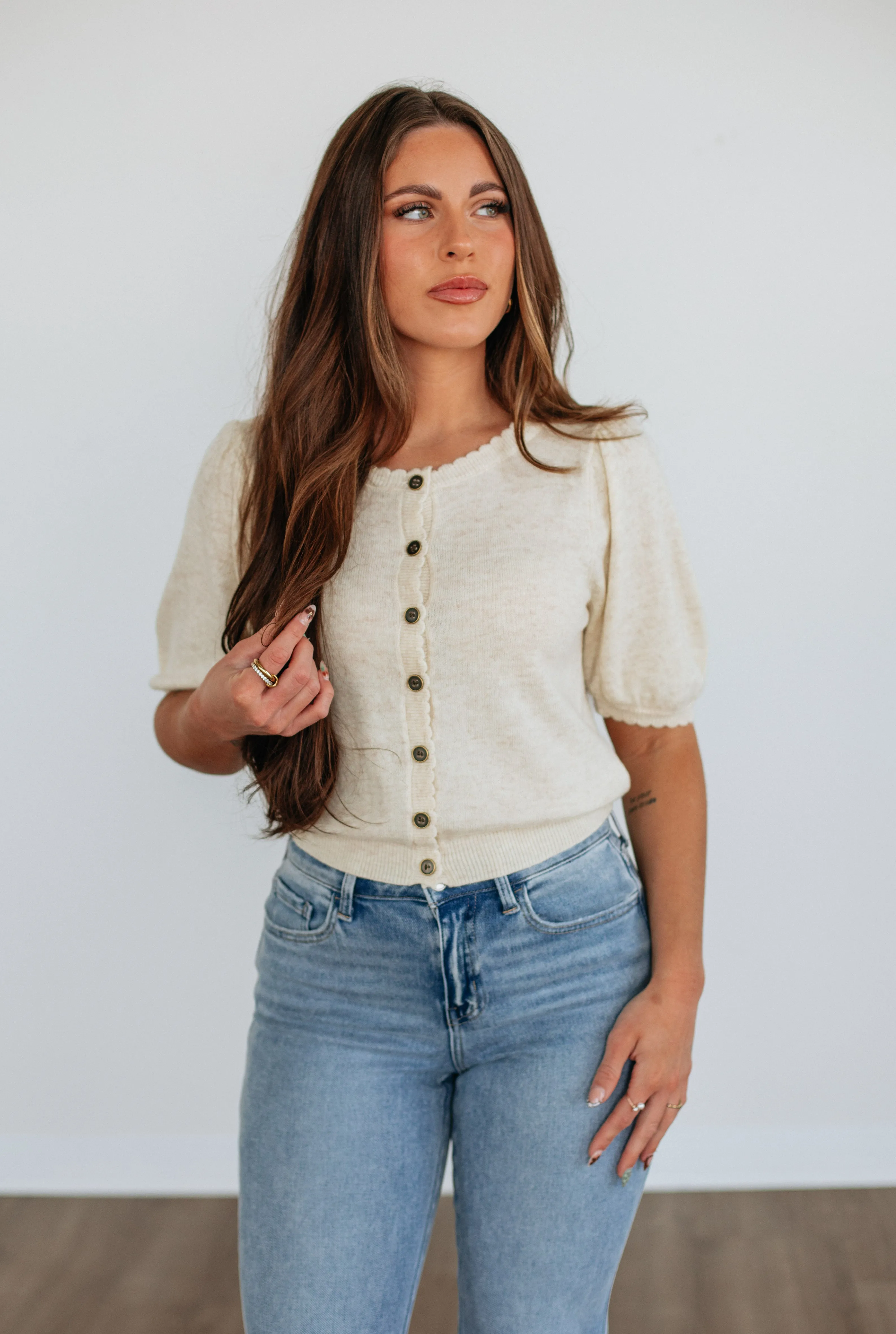 Neriah Cardigan Top - Beige sold by Wild Oak Boutique product image thumbnail 5