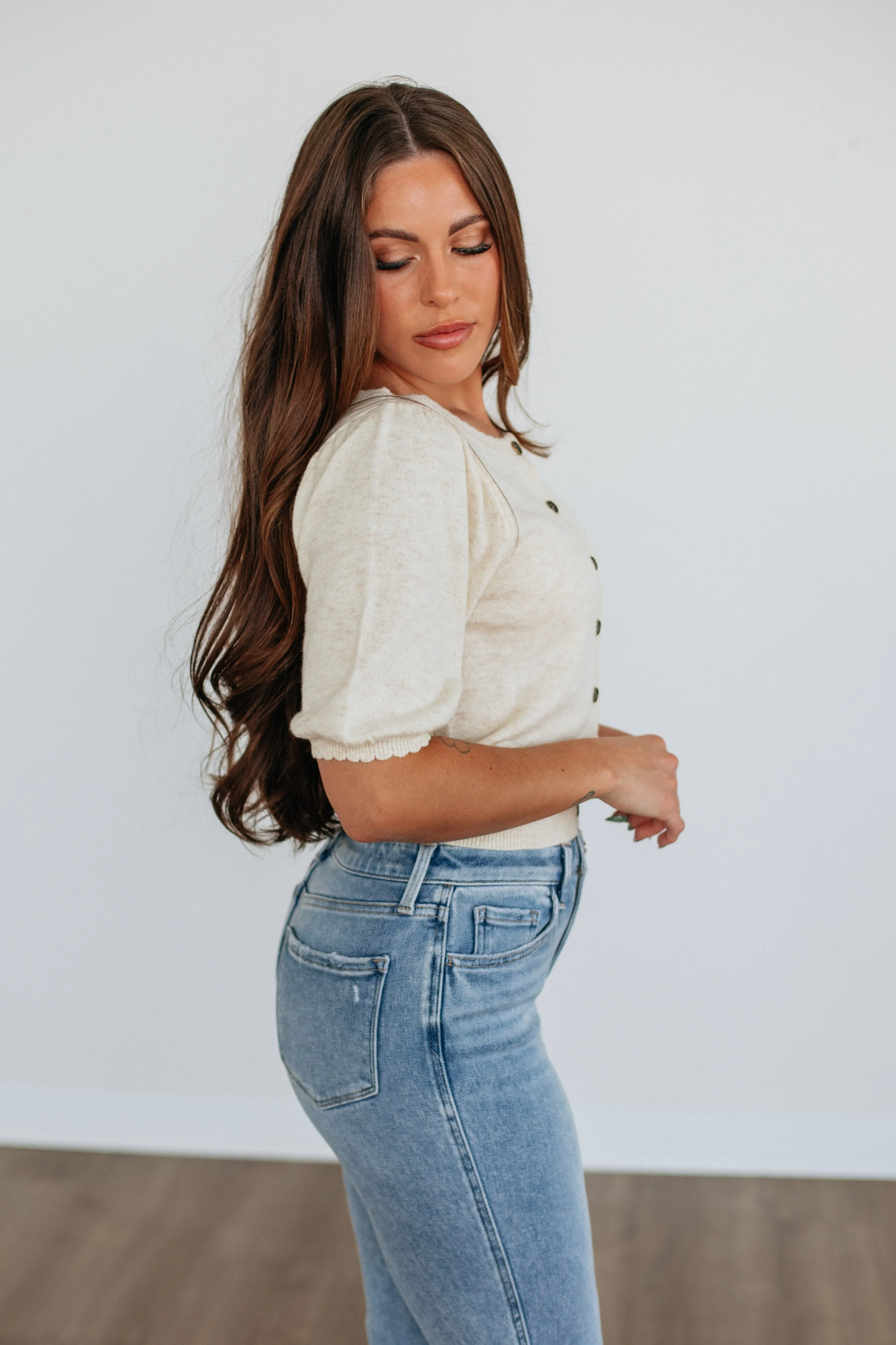 Neriah Cardigan Top - Beige sold by Wild Oak Boutique product image thumbnail 3