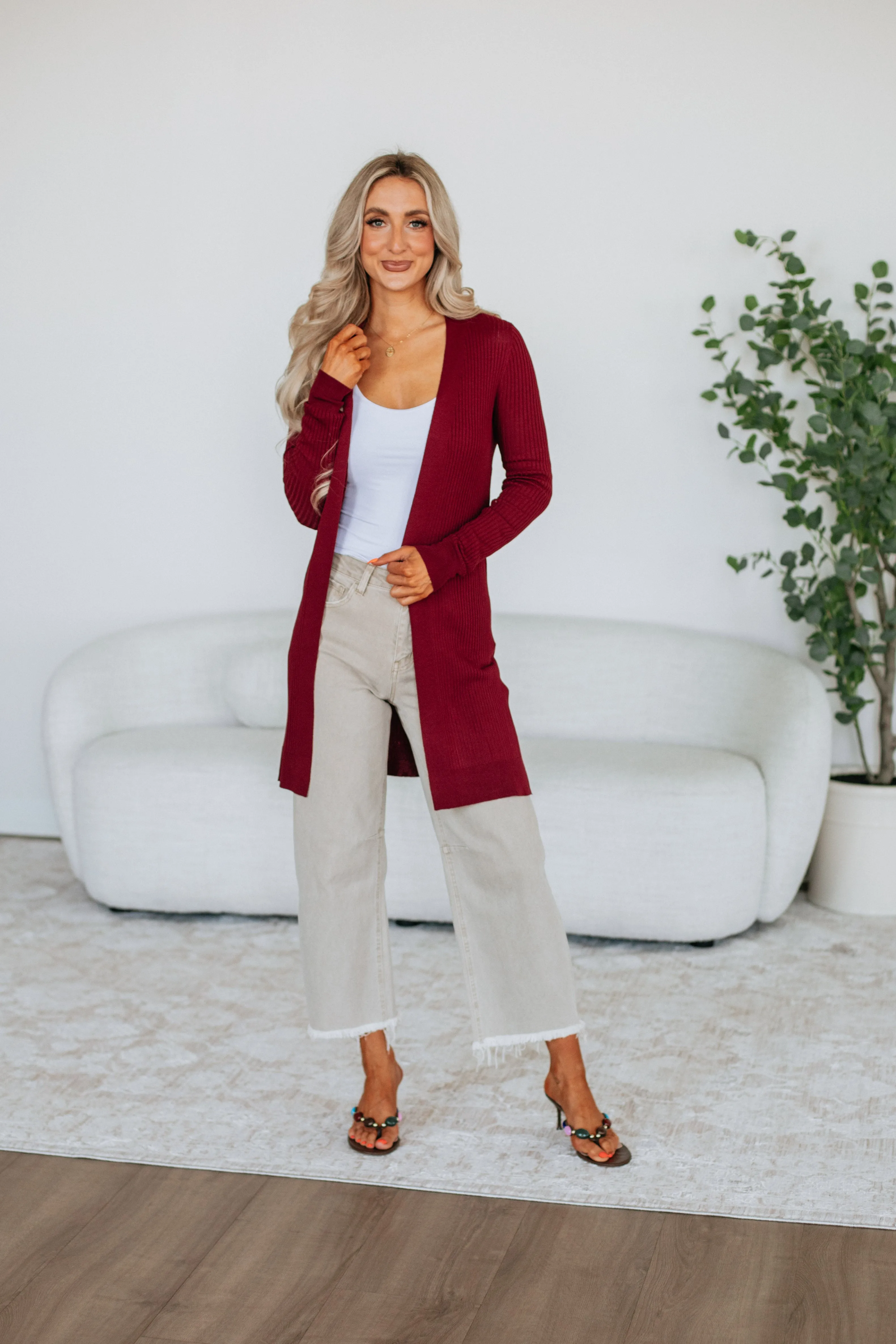 Maylin Ribbed Cardigan - Merlot sold by Wild Oak Boutique product image thumbnail 3