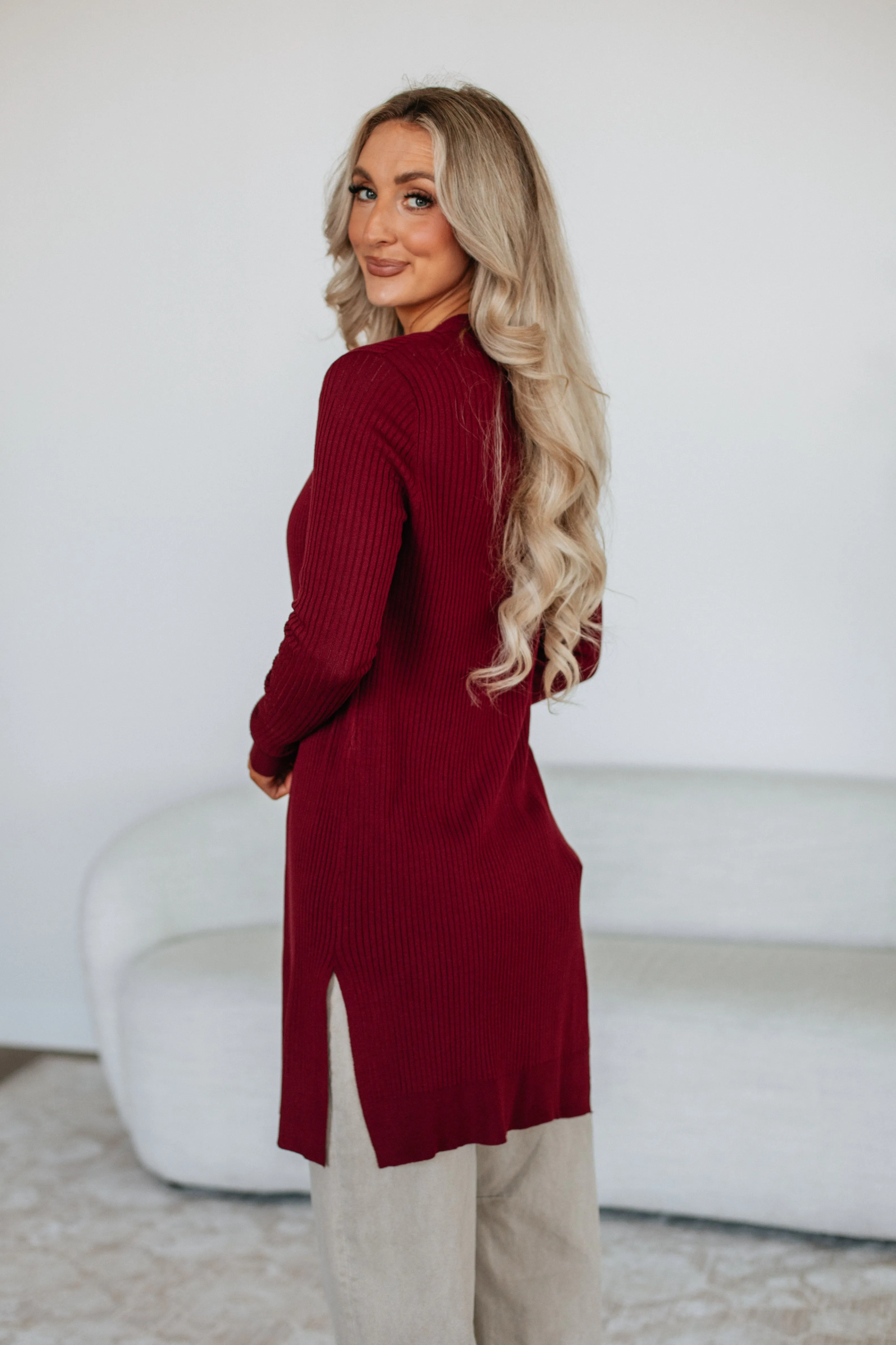 Maylin Ribbed Cardigan - Merlot sold by Wild Oak Boutique product image thumbnail 5