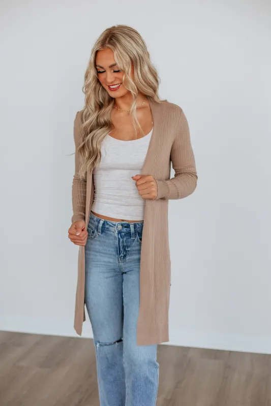 Maylin Ribbed Cardigan - Light Mocha made by BE COOL