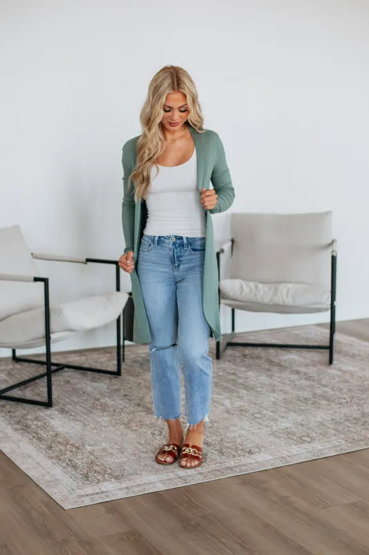 Maylin Ribbed Cardigan - Jade made by BE COOL