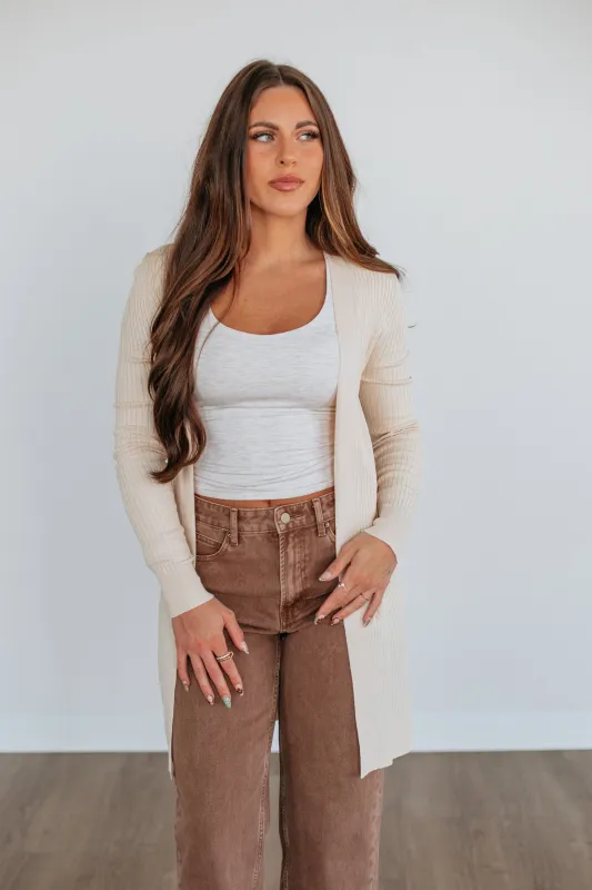 Maylin Ribbed Cardigan - Cream made by BE COOL