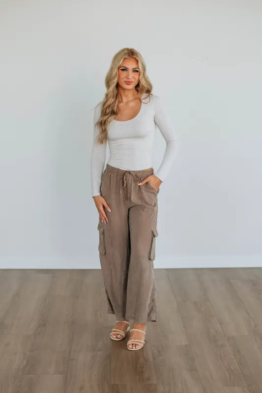 Wylie Cargo Pants - Mocha sold by Wild Oak Boutique