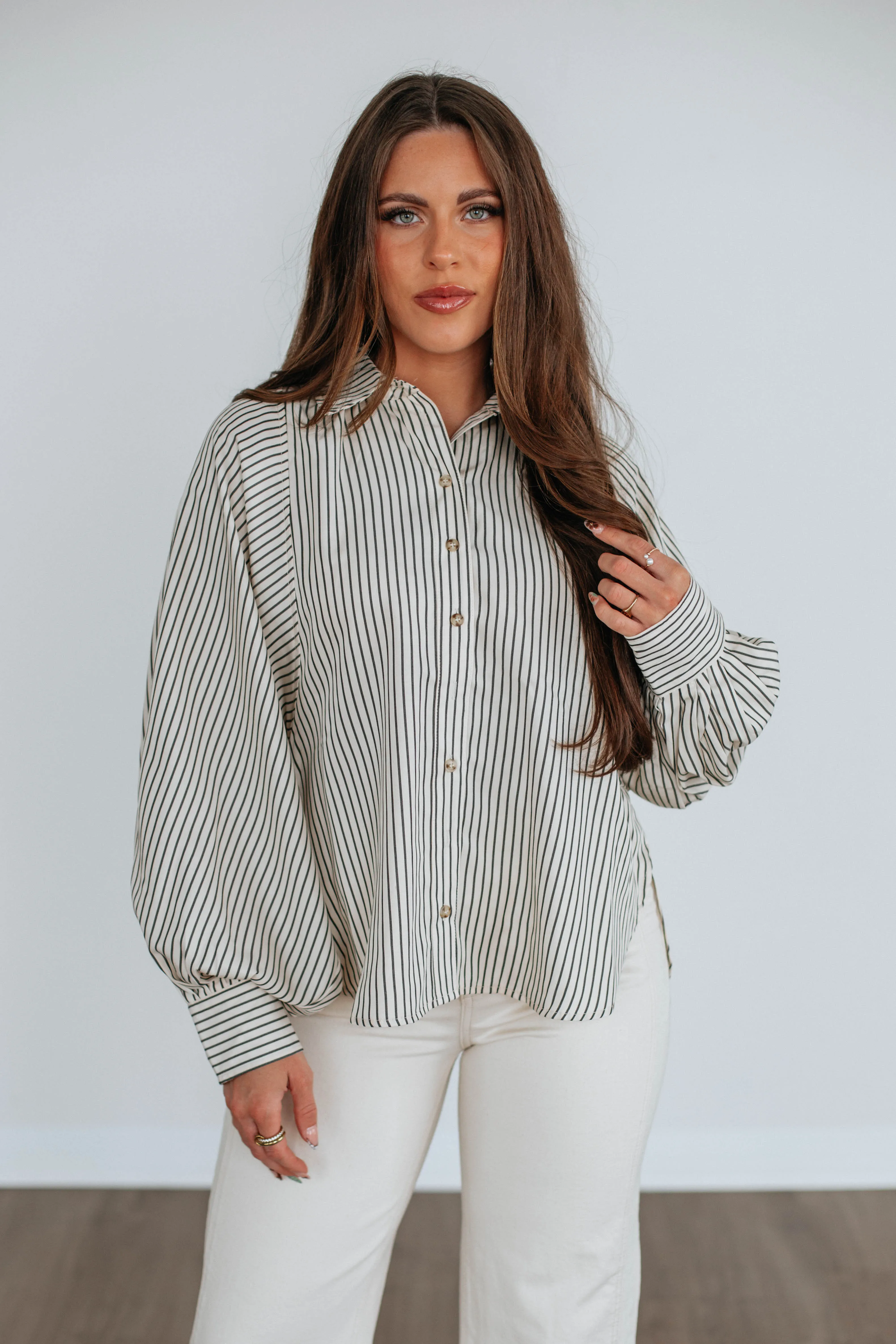 Rigley Striped Button Down sold by Wild Oak Boutique